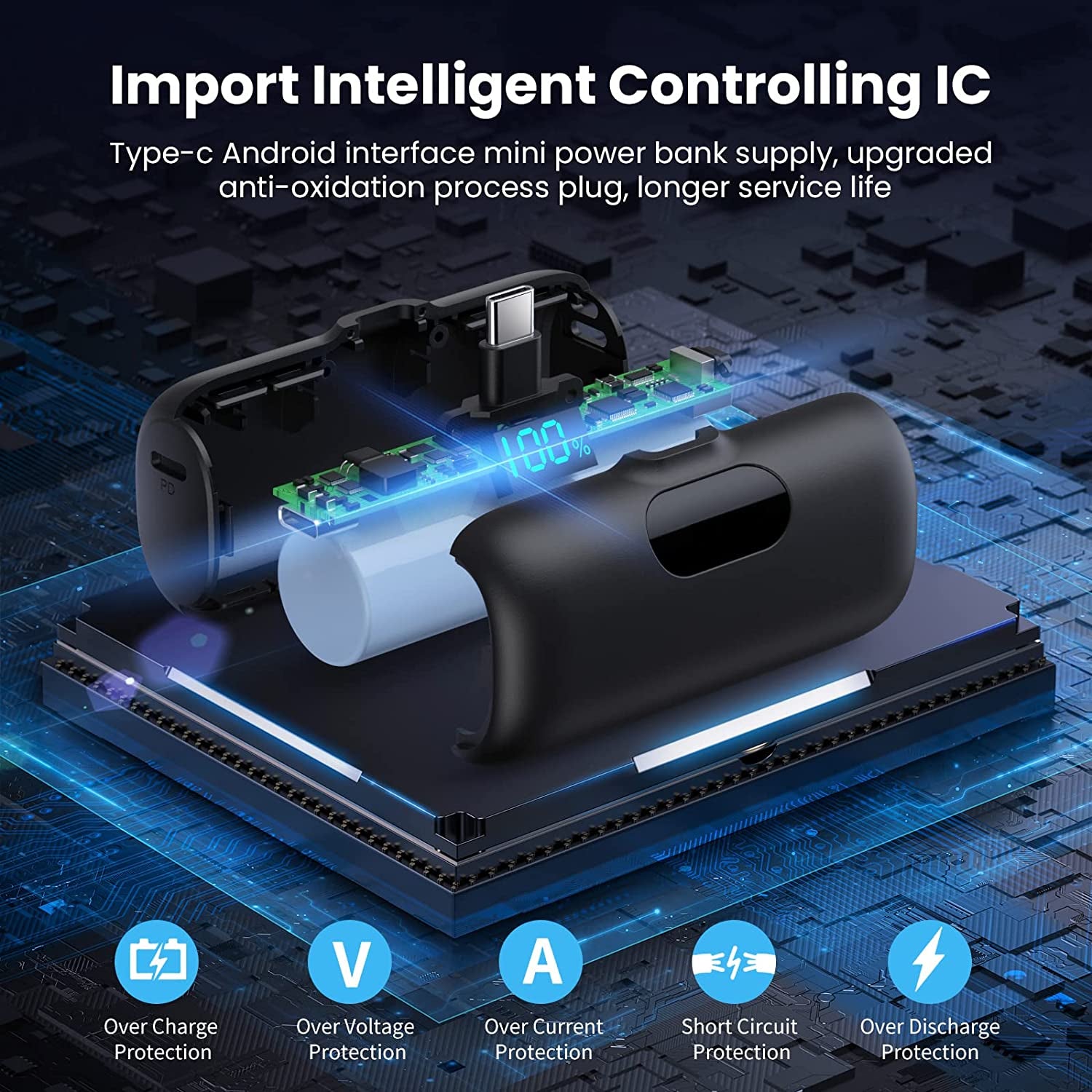 [2-Pack] Mini Portable Charger 5000Mah Power Bank, 3A PD USB C Cell Phone Portable Power, LCD Display Battery Pack Compatible with Android Phone/Samsung Galaxy S22,S21/Note/Moto/Lg/Pixel /Nexus Ect  Dongguan Yuanhaoxun Technology Co.,Ltd.   