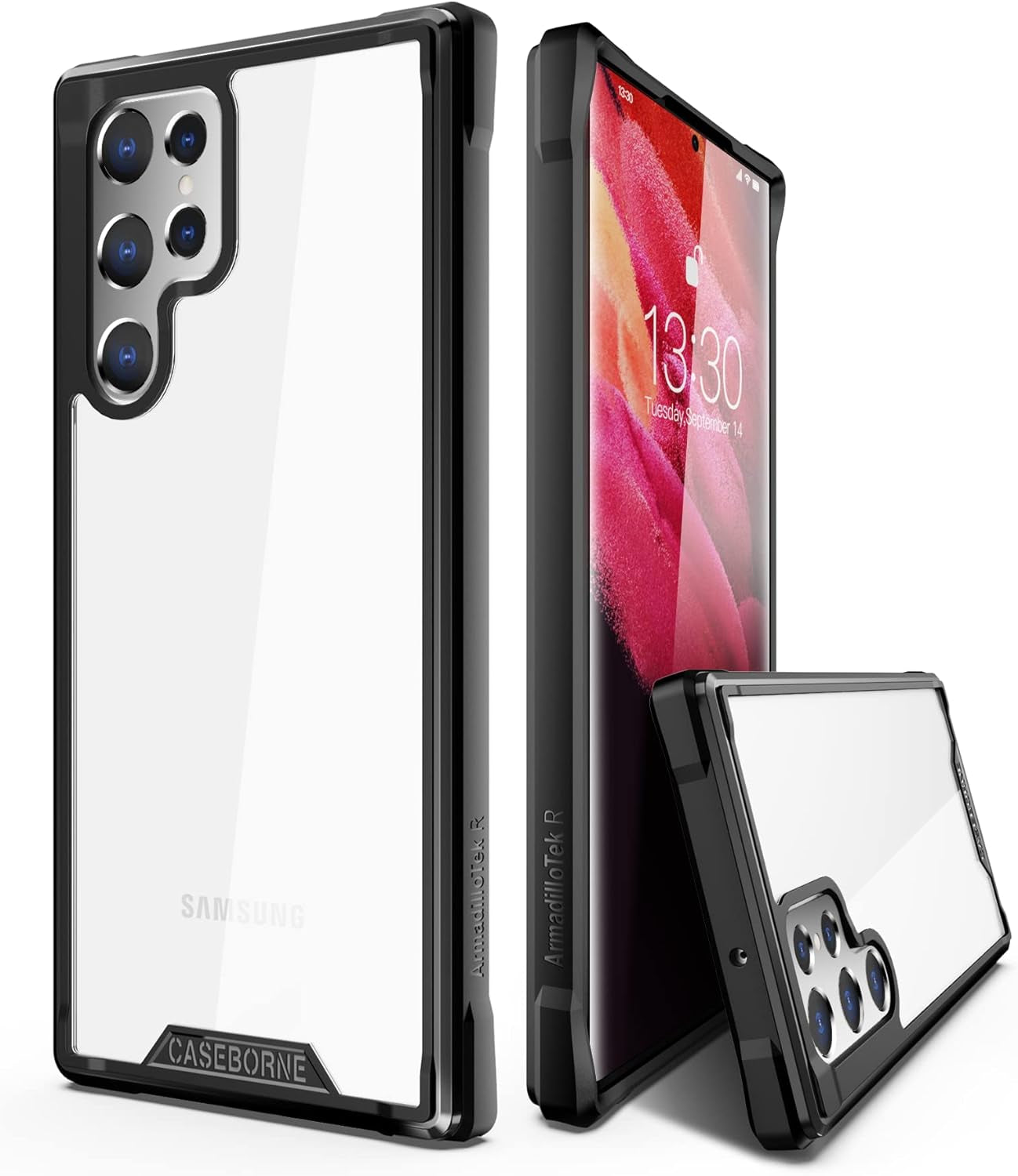 Caseborne R Series Compatible with Samsung Galaxy S22 Ultra 5G Case - Shockproof Protective, Military 12Ft Drop Tested, Durable Aluminum Frame - Aramid Fiber - Black  CaseBorne Black-S22Ultra  