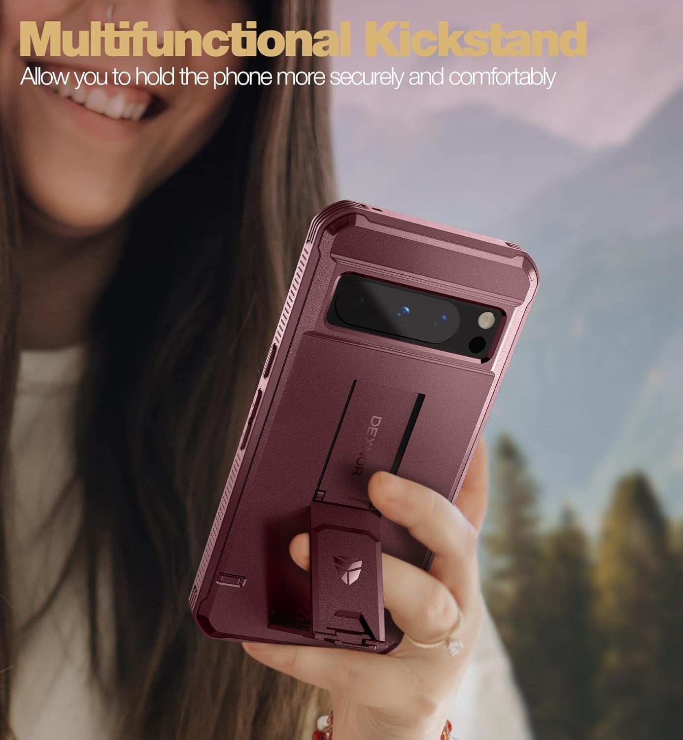 Dexnor Full Body Case for Google Pixel 8 Pro, Built-In Screen Protector and Kickstand, [Extra Front Frame] Heavy Duty Military Grade Protection Shockproof Rugged Cover Case for Pixel 8 Pro 5G, Red  Dexnor   