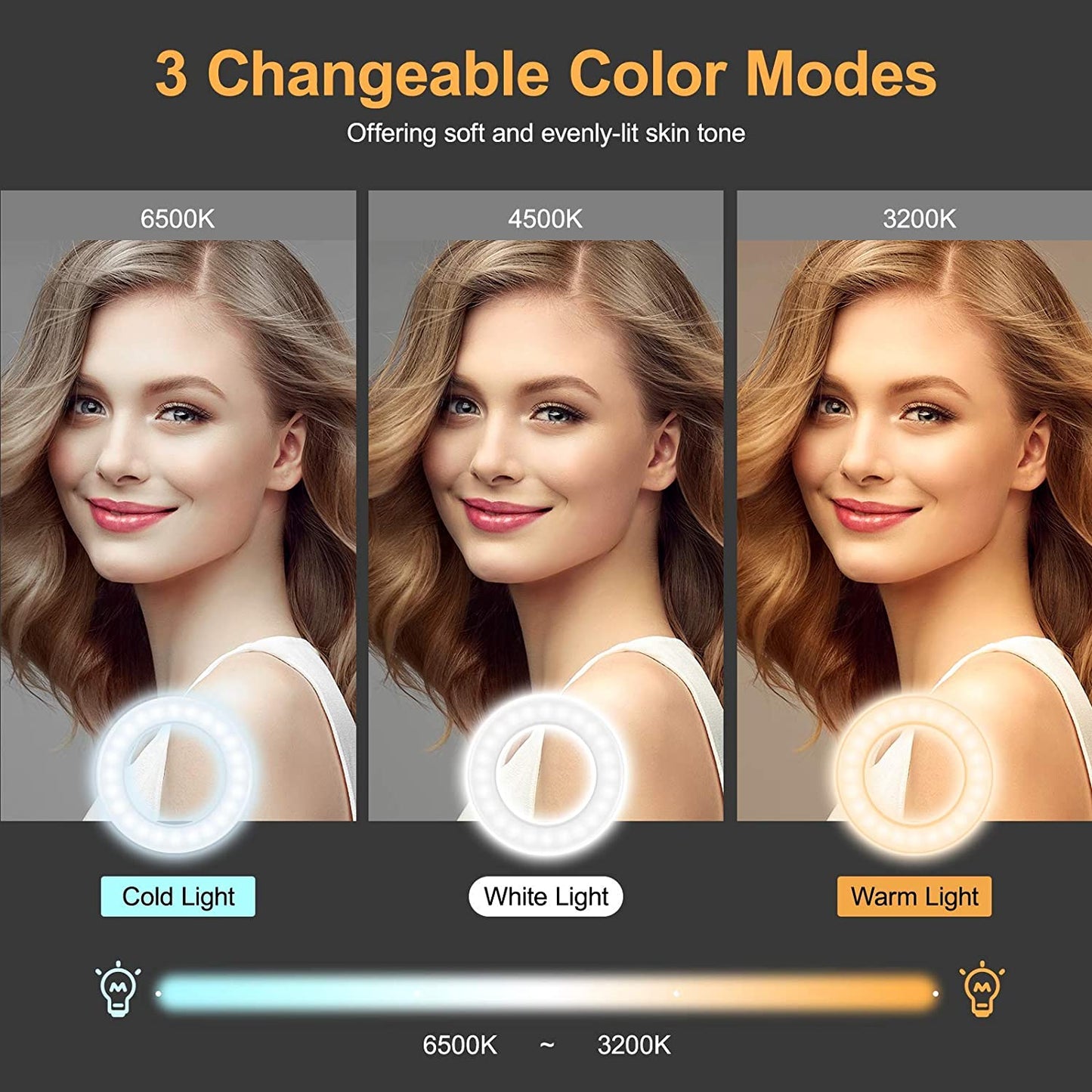 Ring Light for Laptop Computer, Ruyilam Video Conference Lighting Kit with Clip and Tripod, Desktop PC Selfie Dimmable Light with Stand Ring Light for Live Streaming, Video Recording, Makeup  Ruyilam   