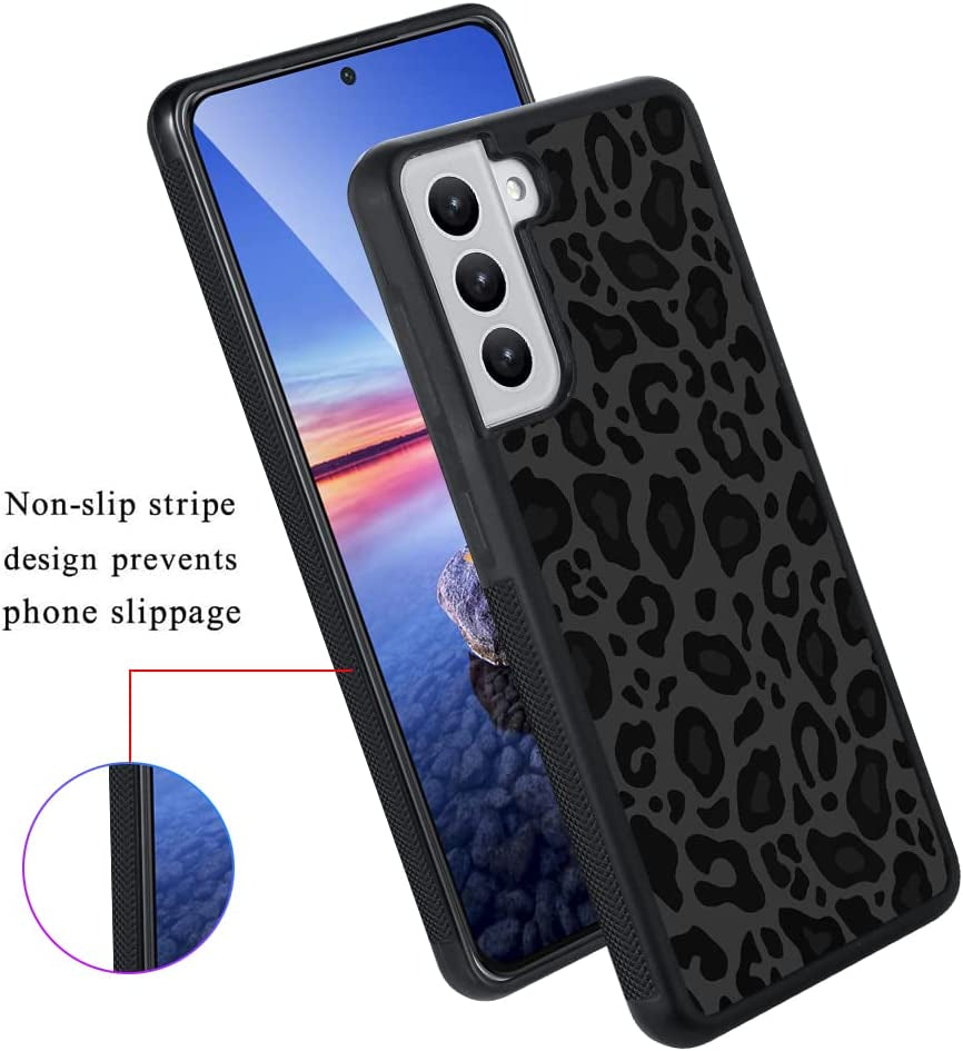 KANGHAR Case Compatible with Galaxy S22,Black Leopard Design,Tire Texture Non-Slip +Shockproof Rugged TPU Protective Case for Samsung Galaxy S22 6.1 Inch (2021) Leopard Pattern  KANGHAR   