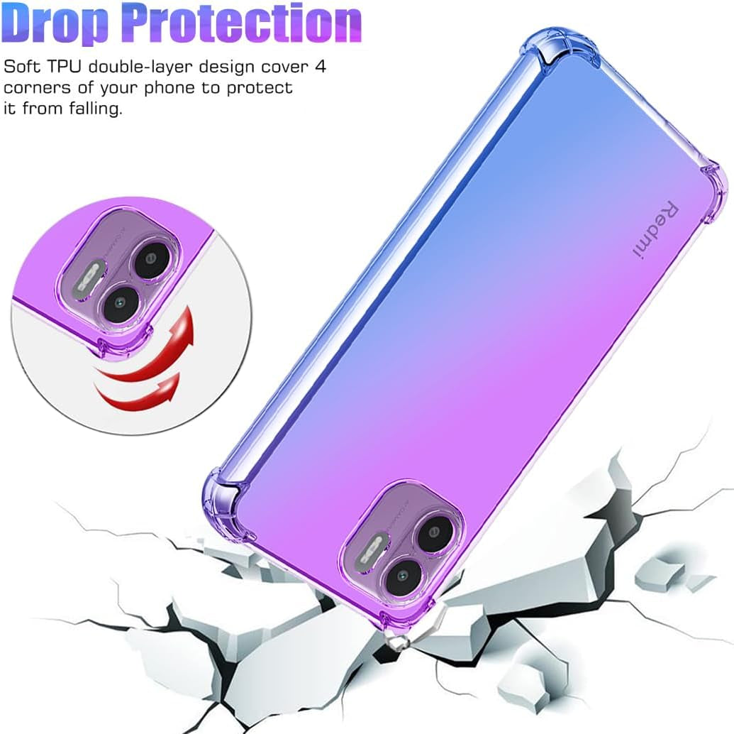 Gufuwo Case for Redmi A1 Case, Redmi A2 220733SI Cute Case Girls Women, Gradient Slim anti Scratch Soft TPU Phone Cover Shockproof Protective Case for Xiaomi Redmi A1 (Purple/Blue)  Gufuwo   