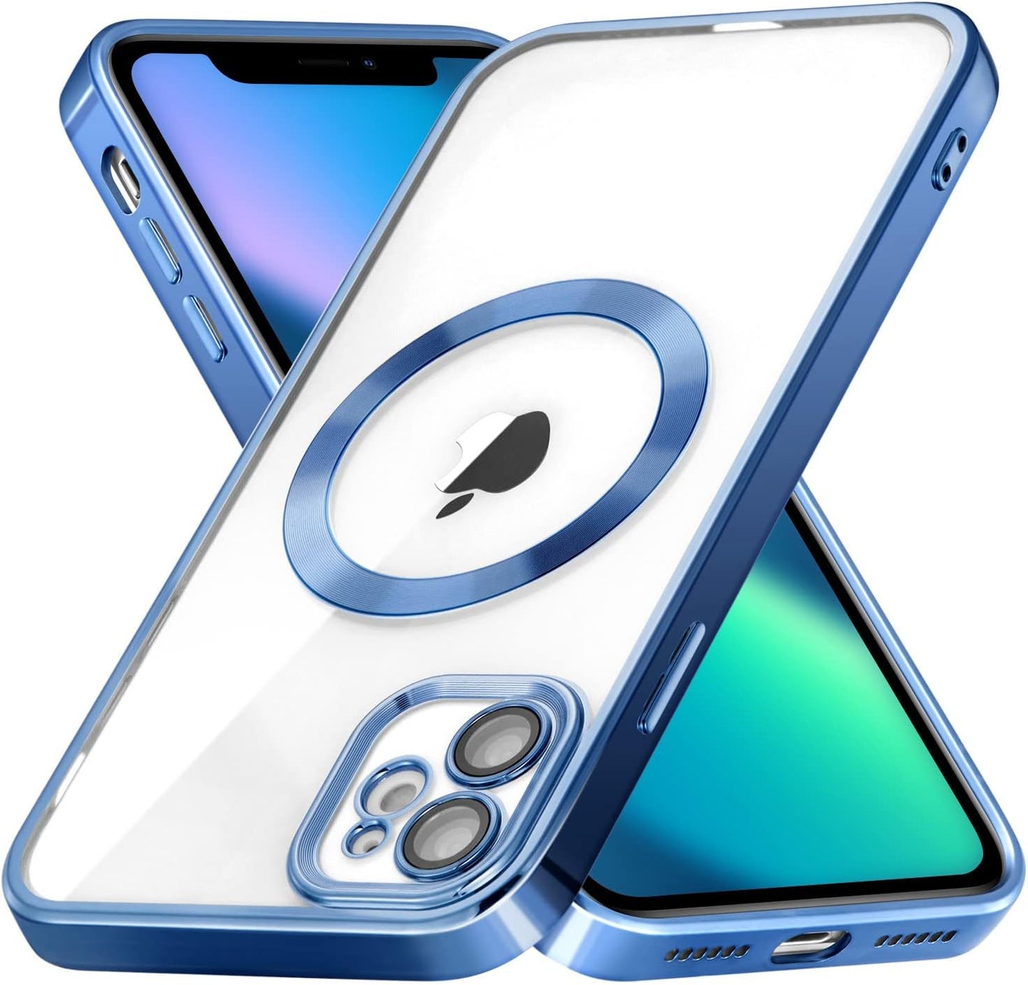 ZCDAYE Case for Iphone 13, Iphone 13 Phone Case Compatible with Wireless Charging,Blue Edge Electroplated Transparent Soft TPU Shockproof Case Cover for Iphone 13(6.1 Inches) - Blue  ZCDAYE Blue Iphone 11 
