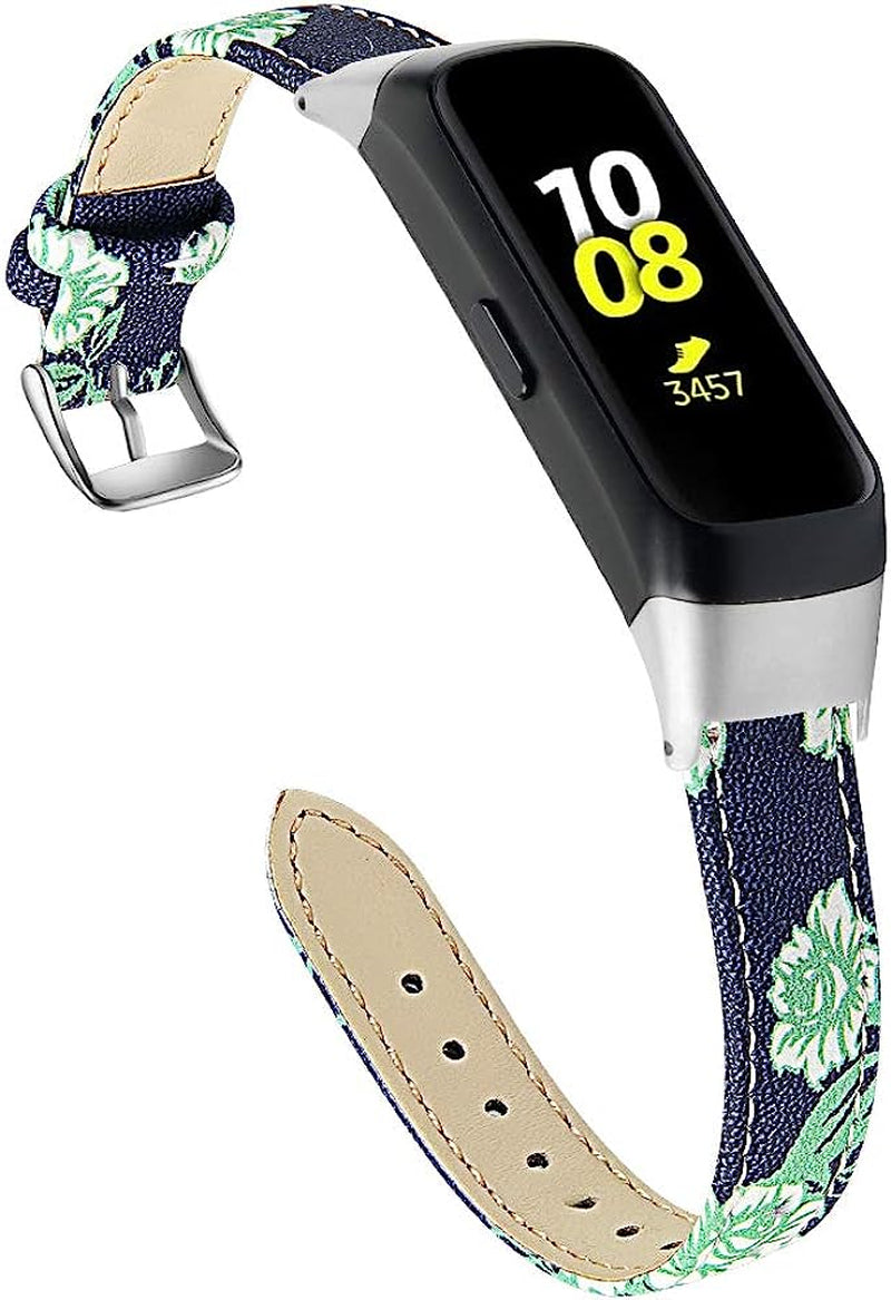 Techcode SM-R370 Galaxy Watch Band, Genuine Leather Watch Band with Metal Buckle Adjustable Strap Anti-Slip Replacement Wristband Quick Release for Samsung Galaxy Fit SM-R370  TechCode   