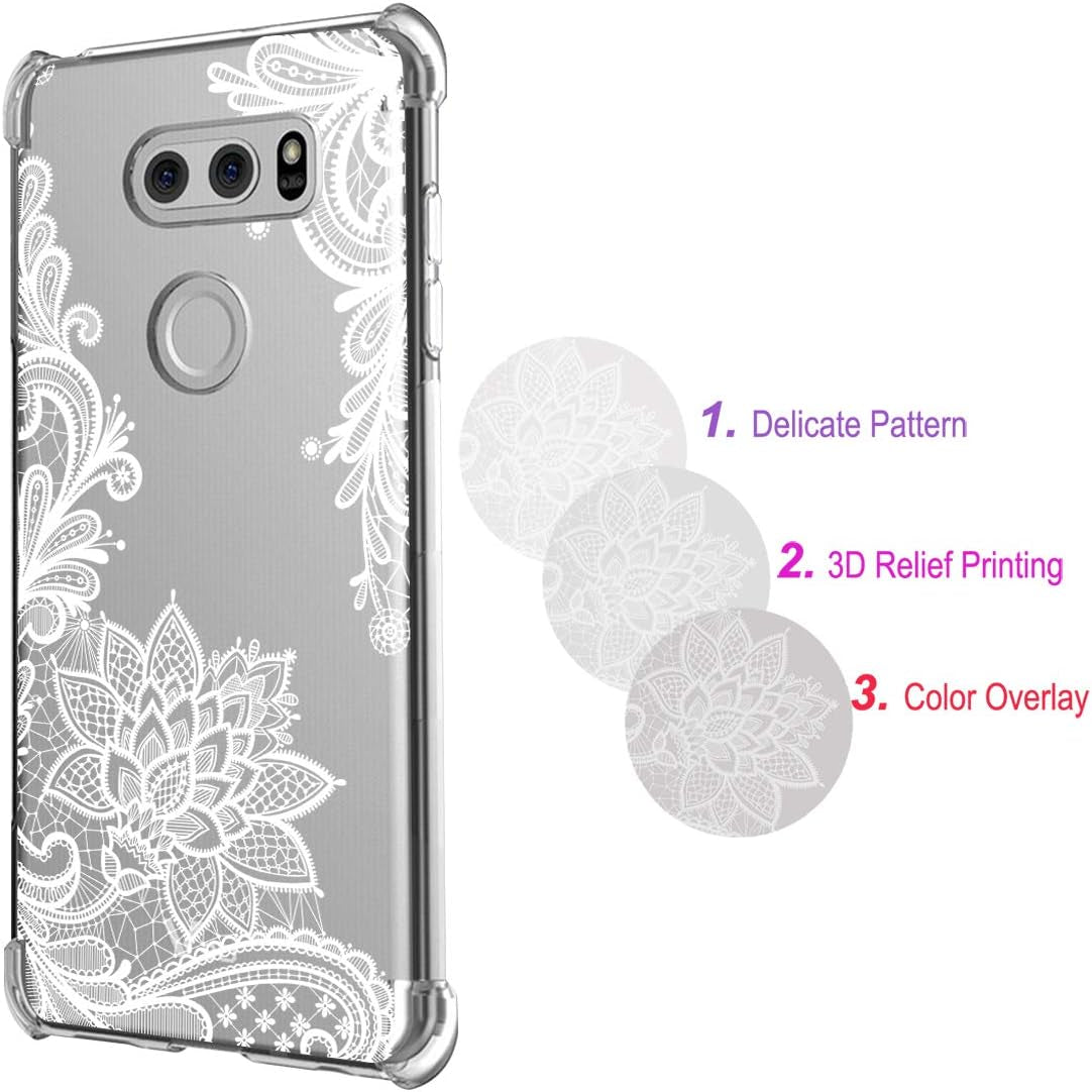 Sidande for LG V30 Case, Shockproof Clear Floral Soft Flexible TPU Slim Phone Case Cover for LG V30, for LG V30S,For LG V30 Plus,For LG V35,For LG V35 Thinq 2017 Release (Mandala)  Sidande   