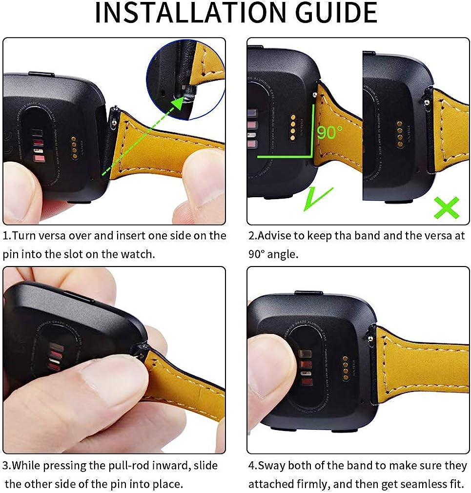 Tencloud Leather Bands Compatible for Fitbit Versa Strap Band Flower Printing One Size [5.5"-8.1"] Adjustable Slim Wristband for Fitbit Versa Smartwatch Accessory(F)  TenCloud   