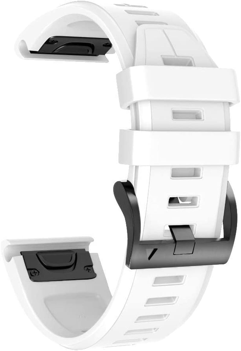 ANCOOL Compatible with Garmin Fenix 5X plus Band 26Mm Easy Fit Silicone Watch Strap Wristbands Replacement for Fenix 7X/Fenix 6X Pro/Fenix 6X/D2 Delta Px/Tactix Delta/Descent Mk2 (Pack of 7)  ANG White  