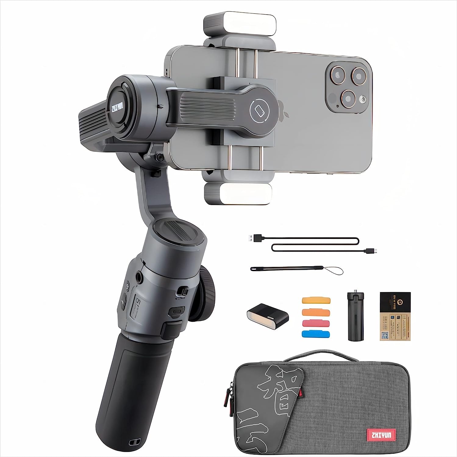 Zhiyun Smooth 5 Combo Gimbal Stabilizer for Smartphone, 3-Axis Portable Android and Iphone Gimbal Stabilizer with Tripod, LED Fill Light & Carrying Bag for Video Recording, Vlogging, Youtube, Tiktok  ZHIYUN   