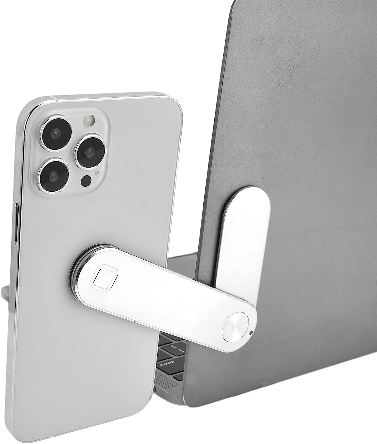 Magnetic Phone Holder for Laptop, Adjustable Phone Monitor Side Mount for Smartphones, for Home Office (Silvery)  Schellen   