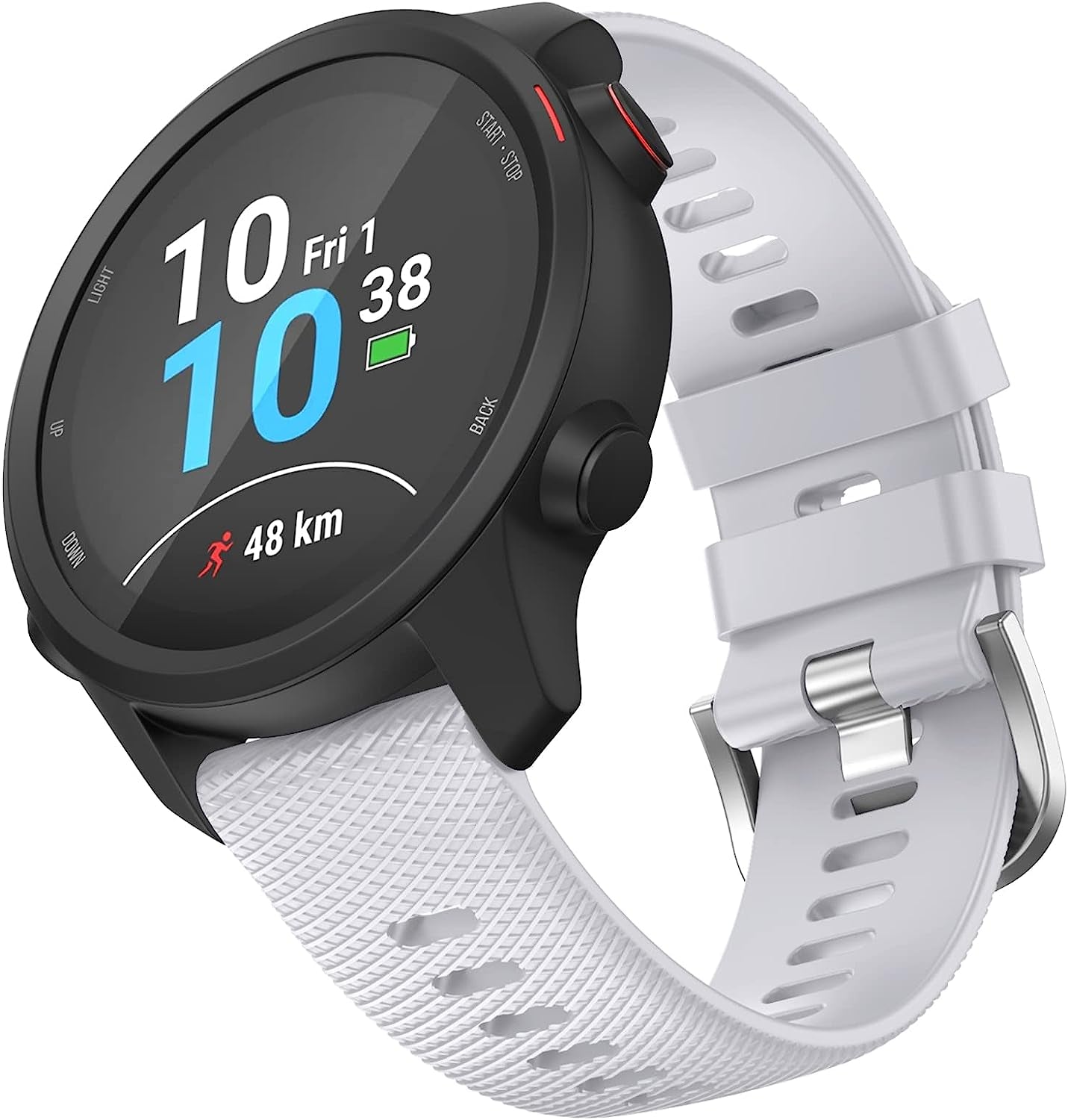 OVERSTEP Compatible with Garmin Vivoactive 3, Venu 2 Plus, Venu SQ Band, 20Mm Wrist Strap Quick Release Waterproof Soft Silicone Bands for Vivoactive 3 Music, Vivomove Hr, Forerunner 645/245 Music Smartwatch  OVERSTEP White  