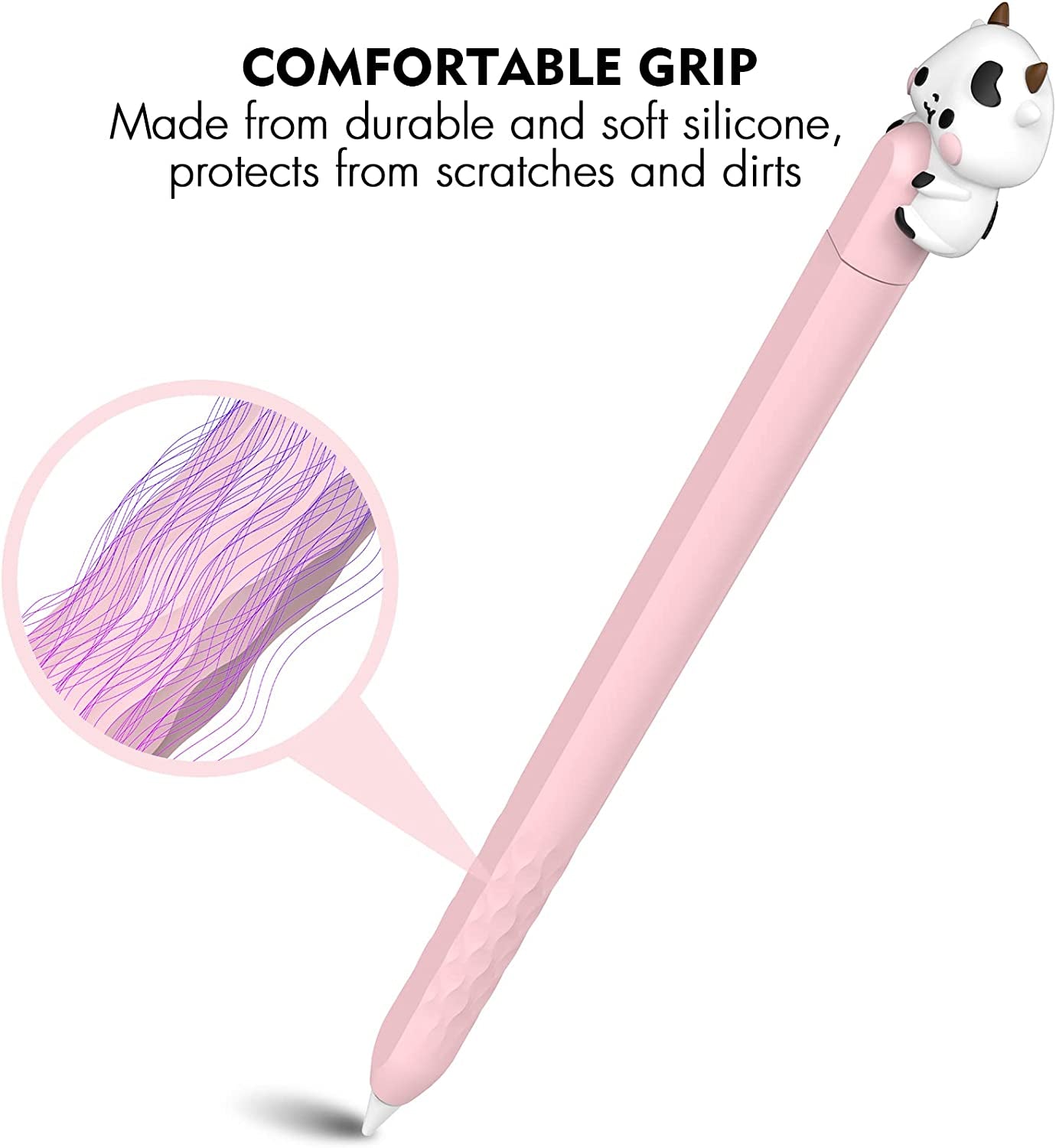 NIUTRENDZ Cute Cow Apple Pencil Case for Apple Pencil 2Nd Generation Case Silicone Protective Cover Sleeve Skin Accessories (Pink)  NIUTRENDZ   