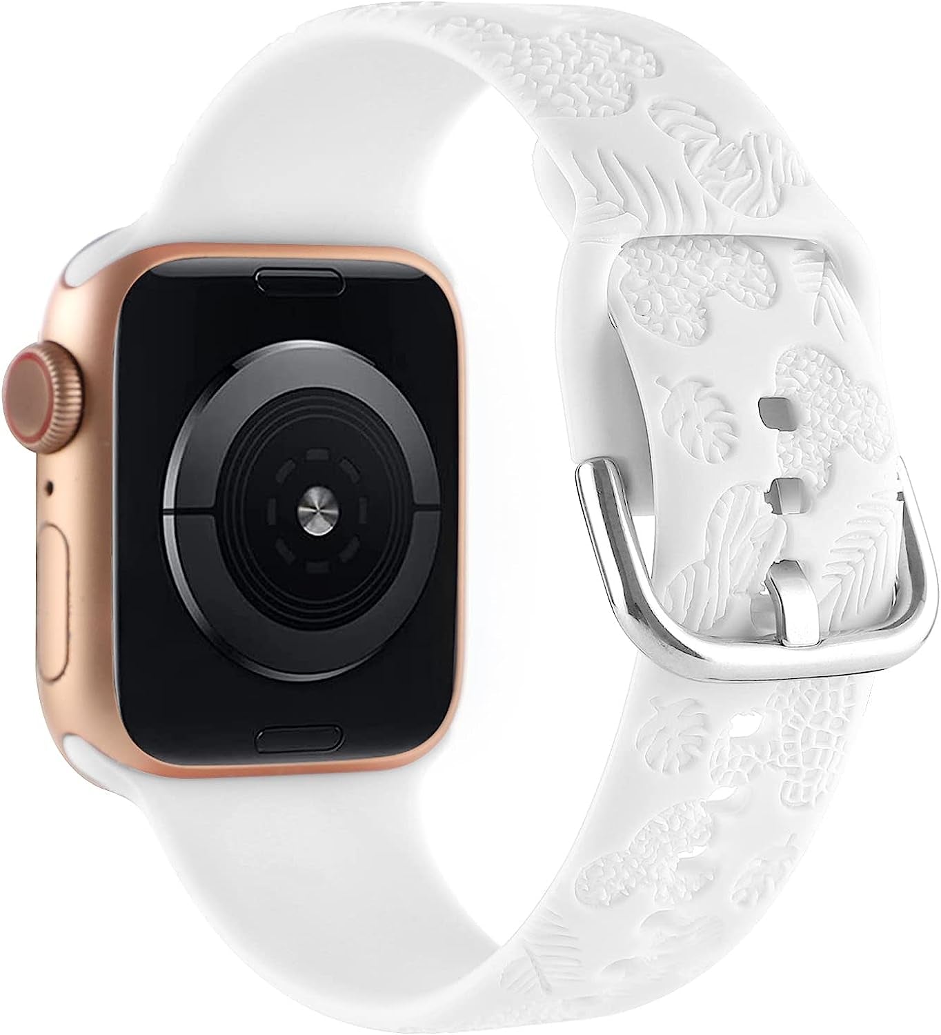 Cartoon Leopard Zebra Engraved Silicone Watchband Cute Soft Strap Sport Bracelet Band Compatible with Apple Watch Series 8 7 6 5 4 3 2 1/SE Ultra  Gadgetisan White 42/44/45/49 mm 