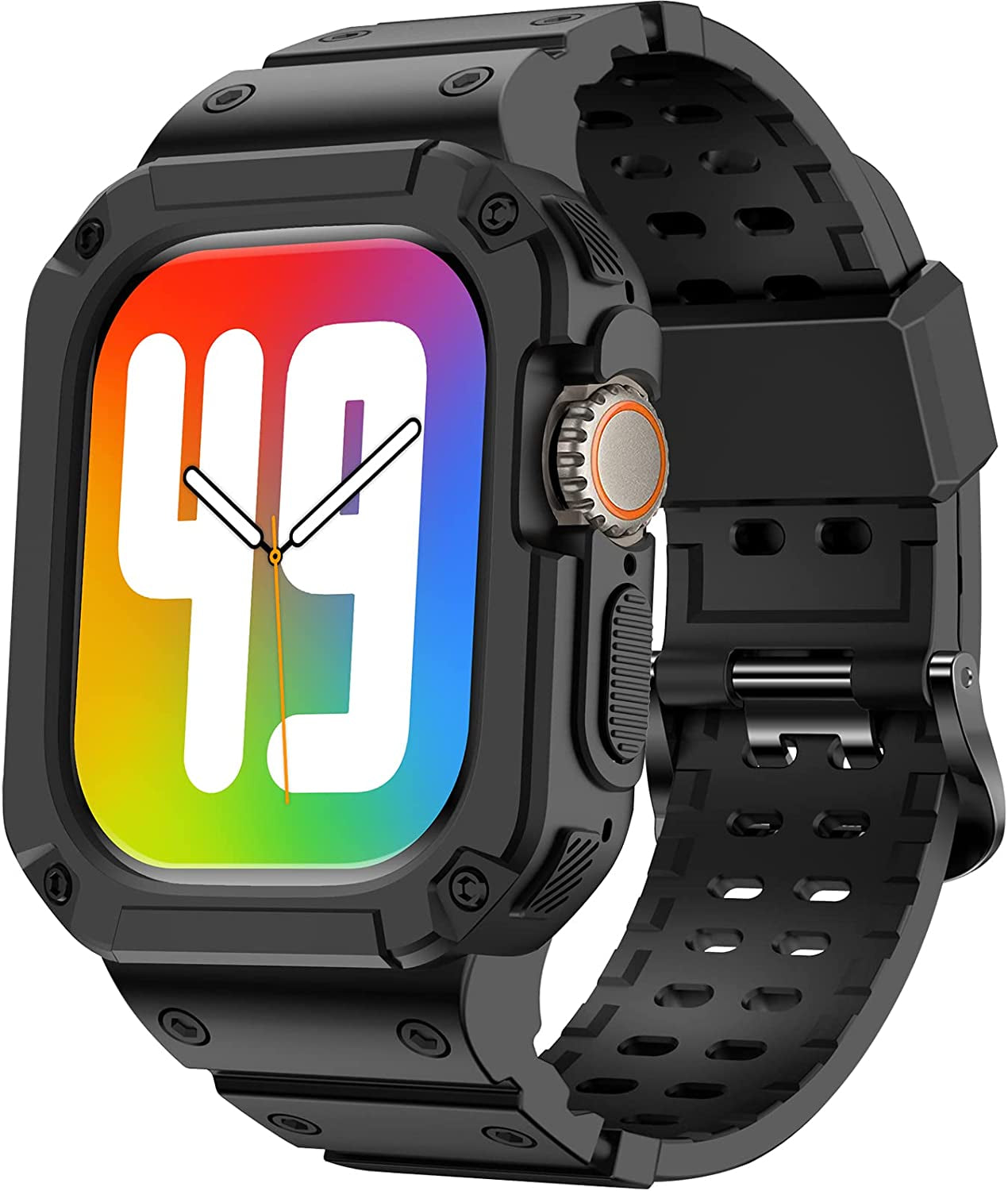 XYF Compatible for Apple Watch Ultra Band 49Mm 45Mm 44Mm 42Mm 41Mm 40Mm 38Mm with Case for Men Women, Shockproof Durable Sport Rugged Case Band for Iwatch SE Series 8 7 6 5 4 3 2 1  XYF Black 49mm Ultra49mm 