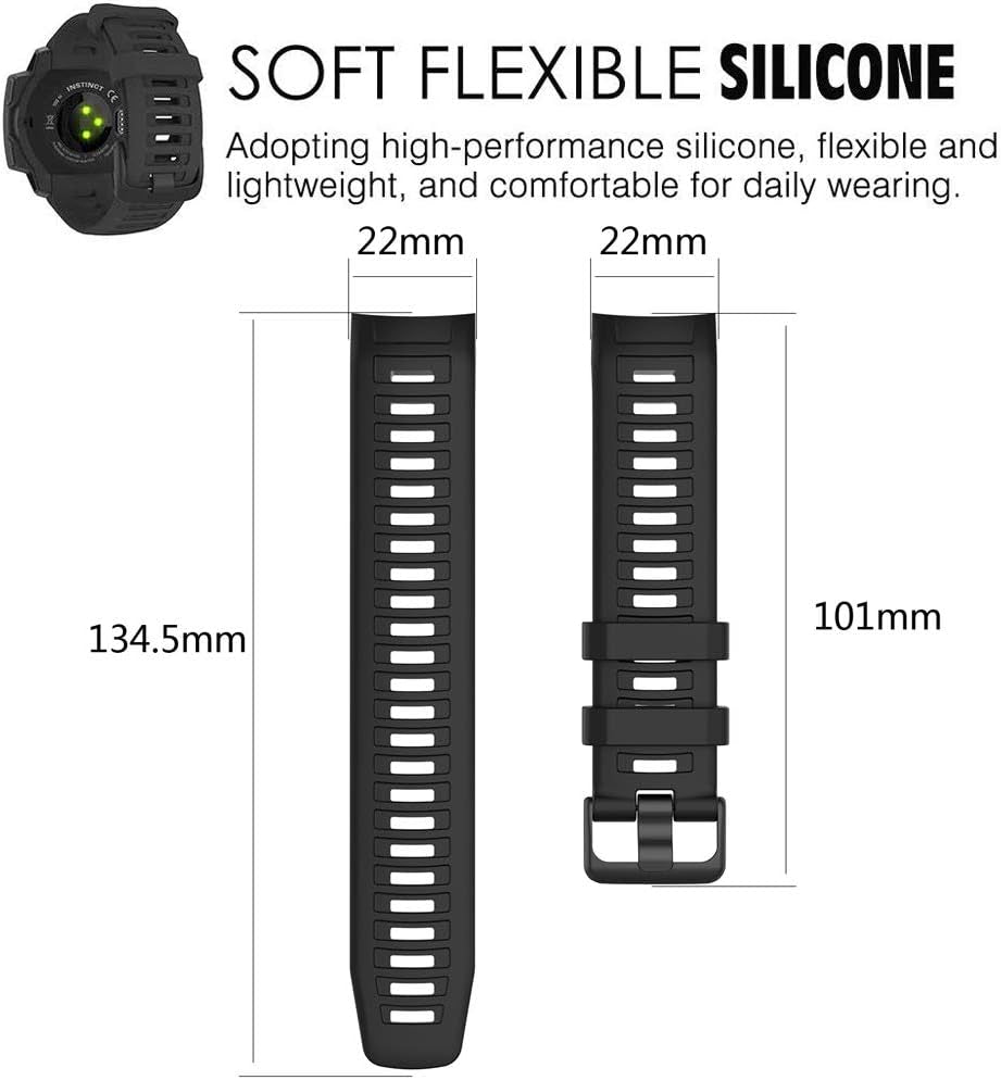 QGHXO Band for Garmin Instinct, Soft Silicone Replacement Watch Band Strap for Garmin Instinct/Instinct Tide/Instinct Tactical/Instinct Solar/Instinct Esports (No Tracker)  QGHXO   