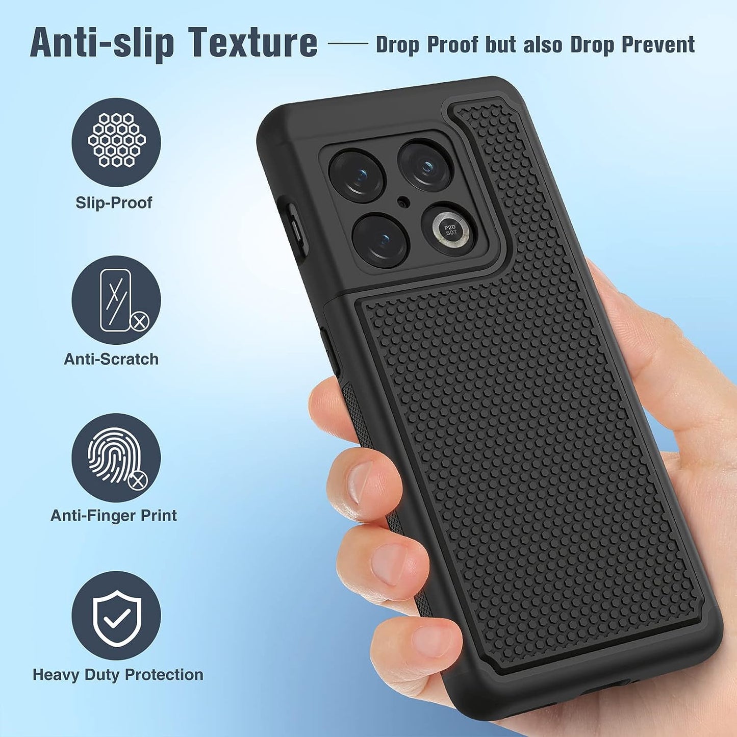 BNIUT for Oneplus 10 Pro Case Shockproof: Dual Layer Protective Heavy Duty Cell Phone Cover Rugged with Non Slip Textured Back - Military Protection Bumper Tough - 6.7Inch (Matte Black)  binghexin   