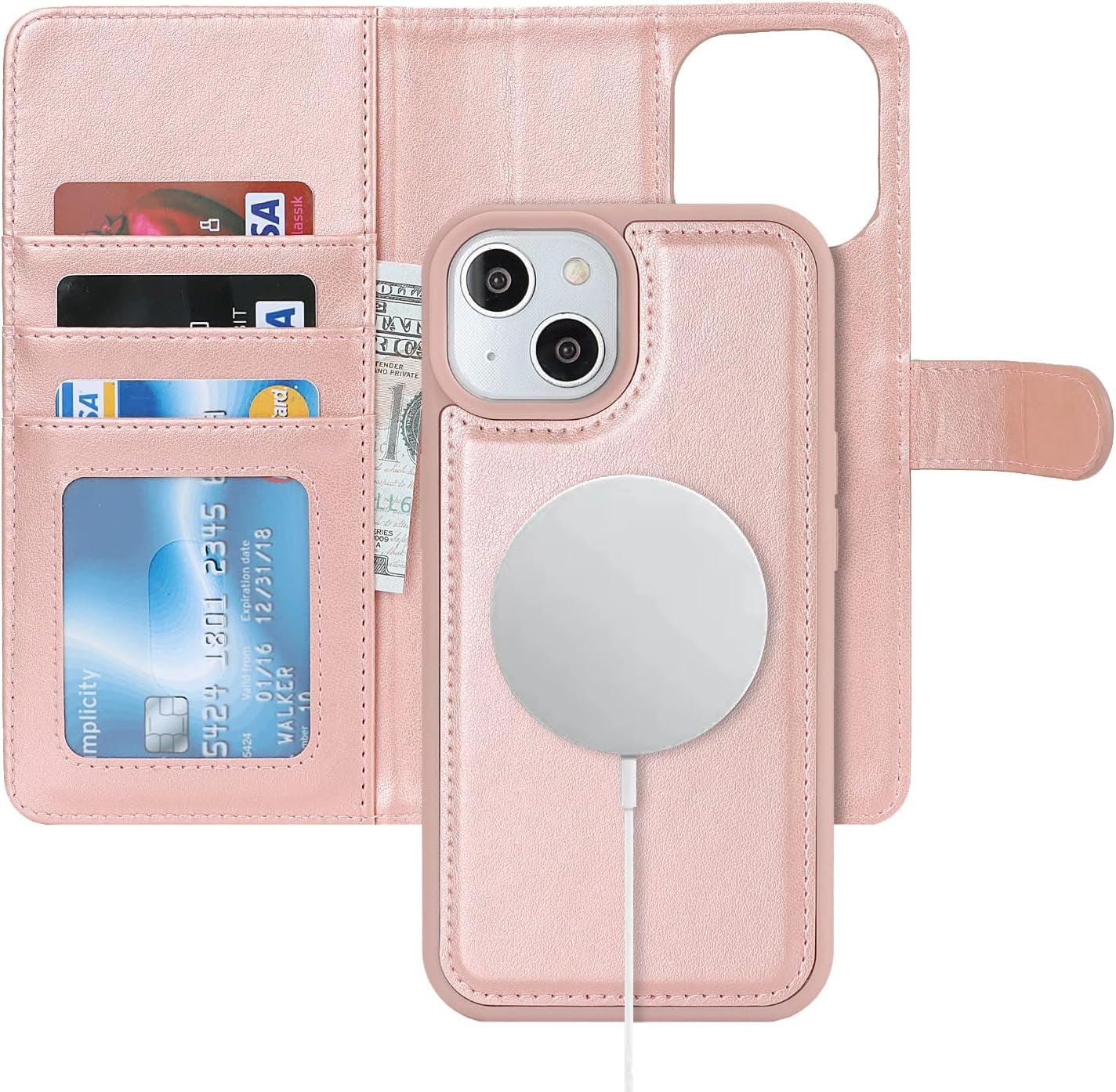 Ｈａｖａｙａ Iphone 13 Pro Max Wallet Case Magsafe,Iphone 12 Pro Max Wallet Case Detachable Magnetic,Iphone 13 Pro Max Phone Case Wallet with Card Holder for Women,Flip Magnetica Cover for Men-Blue  Ｈａｖａｙａ Rose Gold iPhone 14 & iPhone 13 