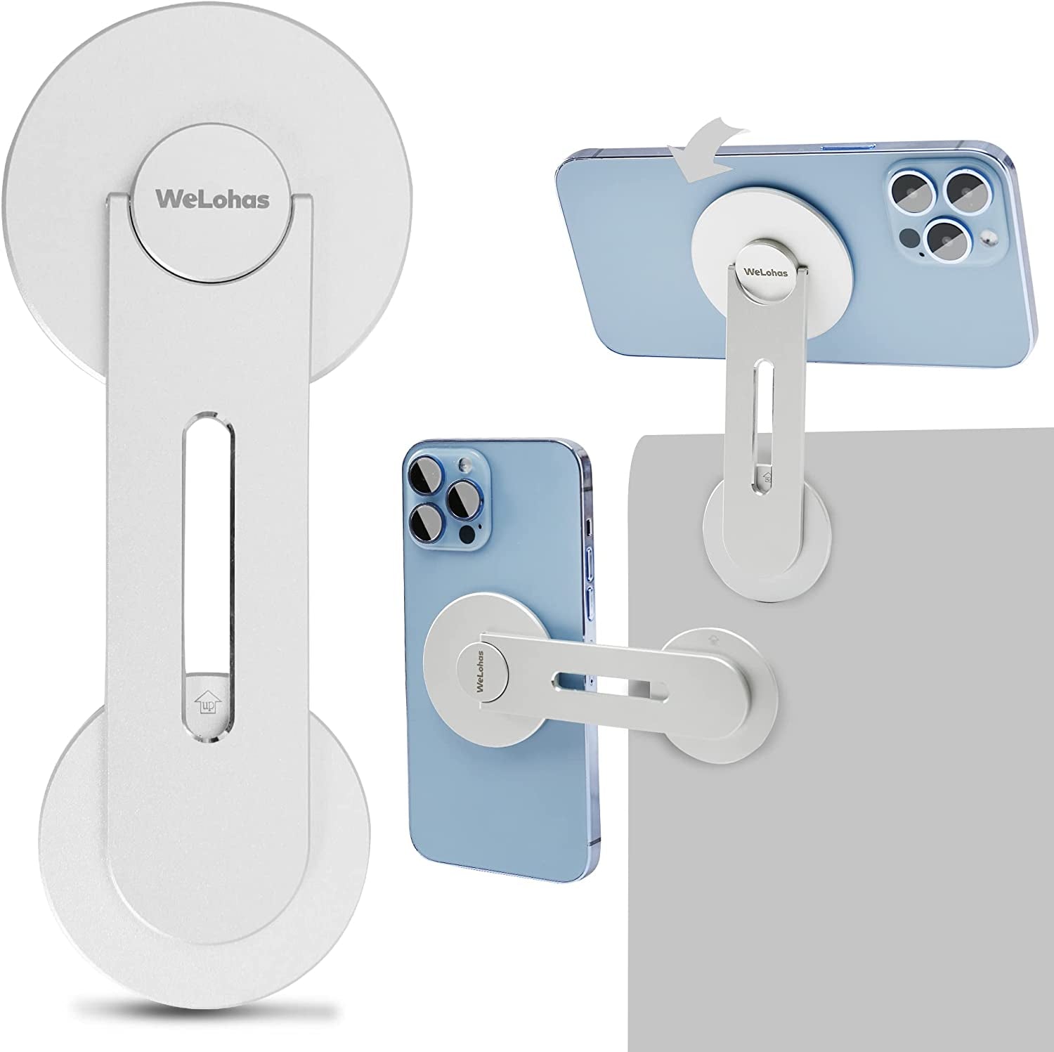 Welohas Magnetic Phone Holder for Laptop,Continuity Camera Mount for Ios 16/Macos 13 Ventura,Suitable for Imac,Desktop Computer,Tesla Model 3/X/Y/S & Iphone 14/13/12,Adjustable Laptop Phone Holder  WeLohas   