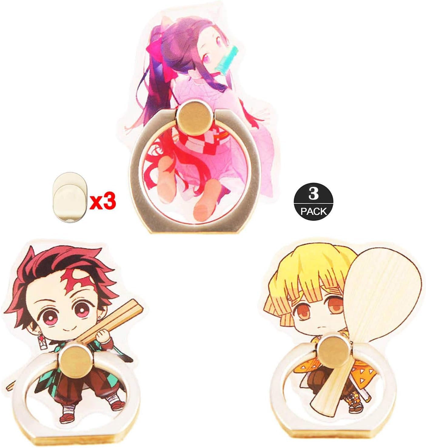 ZOSTLAND 3Pack Moon Guardian Fighter Phone Ring,Universal 360°Adjustable Phone Case Finger Grip Stand Holder Desk Stent Mount Car Hook Compatible with Iphone 13 12 11 MAX X plus Ipad (3Pcs Moon Girl)  ZOEAST 3pcs Monster Slayer  