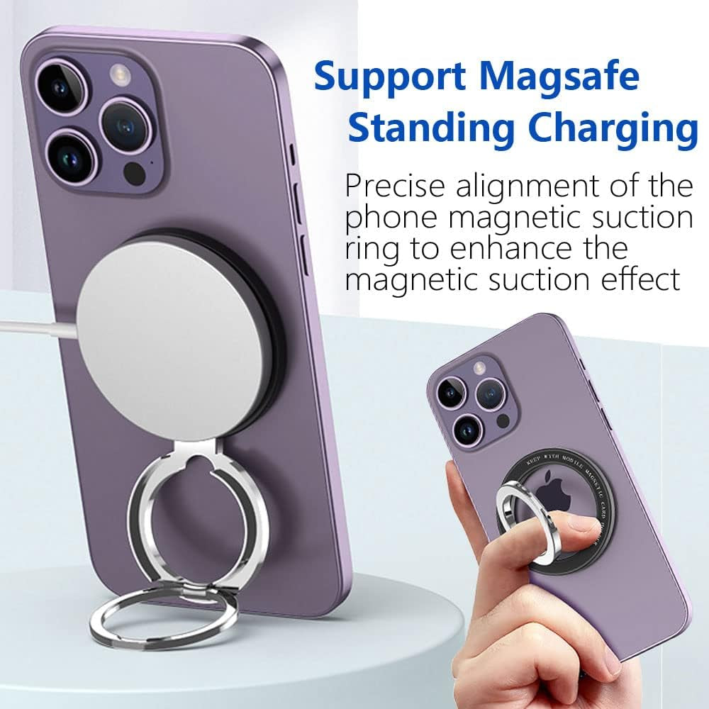 Kinizuxi Dual Ring Phone Ring Holder for Magsafe, Magnetic Finger Phone Ring Stand Holder, Adjustable Magnet Finger Ring Grip Compatible with Iphone 14/13/12 Series  Marrain   