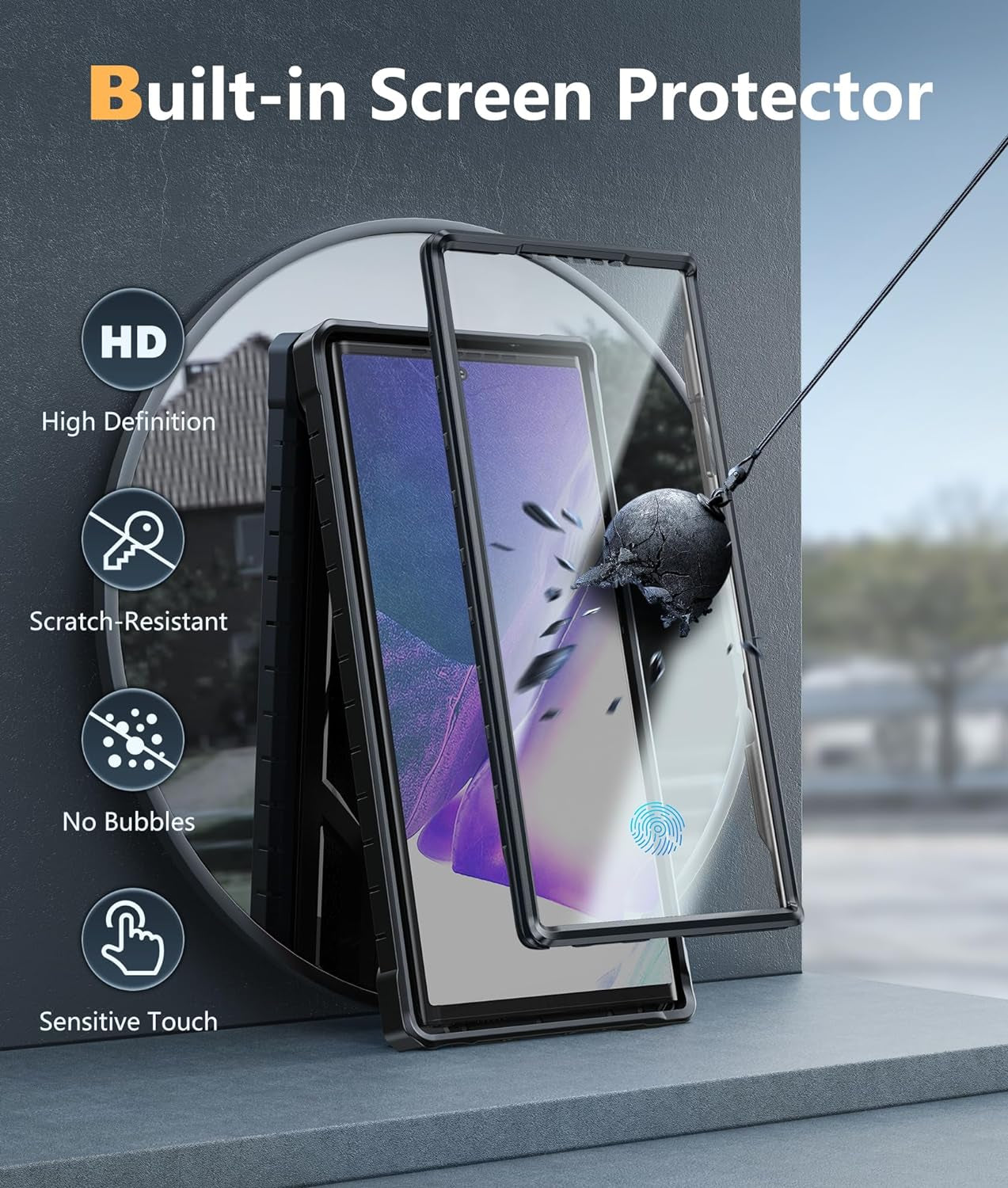 FNTCASE for Samsung Galaxy Note-20-Ultra Case: Military Grade Drop Proof Protection Phone Cover with Kickstand | Heavy Duty Shockproof Matte Textured Note20 Ultra 4G 5G Cases - 6.9 Inches Black  FNTCASE   