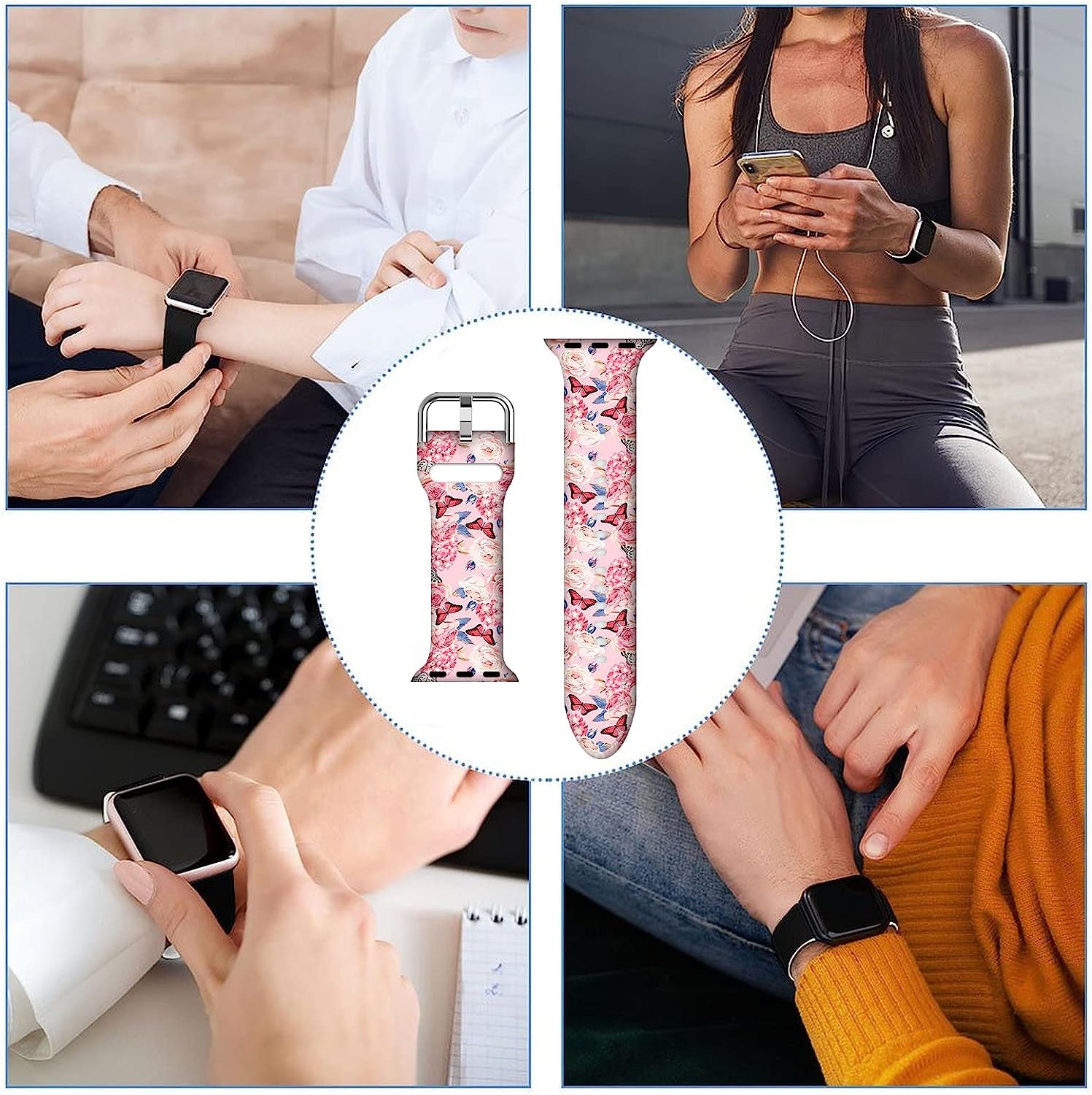 Butterfly Gifts Marble Decorations Wristband Straps for Apple Watch Band 38Mm/40Mm/41Mm/42Mm/44Mm/45Mm Soft Silicone Animal Watch Band Strap for Apple Smart Watch Series 7 6 5 4 3 2 1 SE.  DGDGDG   