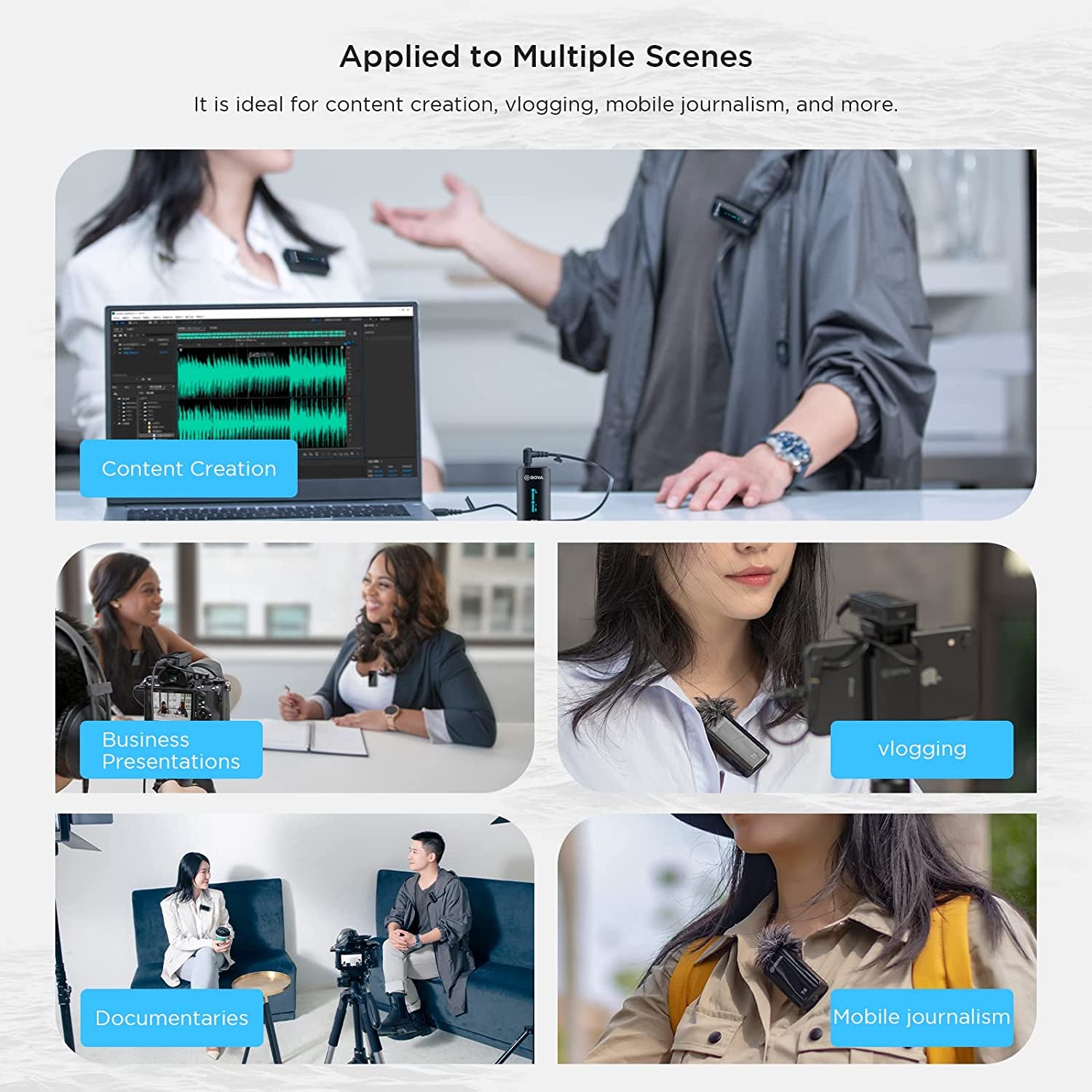 BOYA BY-XM6-S2 Wireless Lavalier Microphone, with OLED, 328Ft Range, 2.4Ghz Dual Lapel Wireless Microphone for Phone Camera PC Video Recording Interview Vlog Live Stream (2 TX+1 RX)  BOYA   