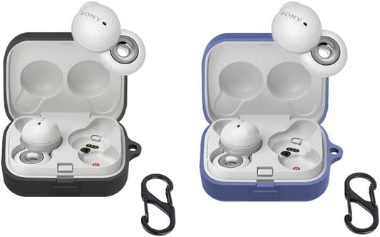 2 Pack DAYJOY Soft Silicone Protective Case Cover Compatible with Sony Linkbuds WF-L900 Earphone, Protective Skin Sleeve with Key Chain (Black+Blue)  DAYJOY   