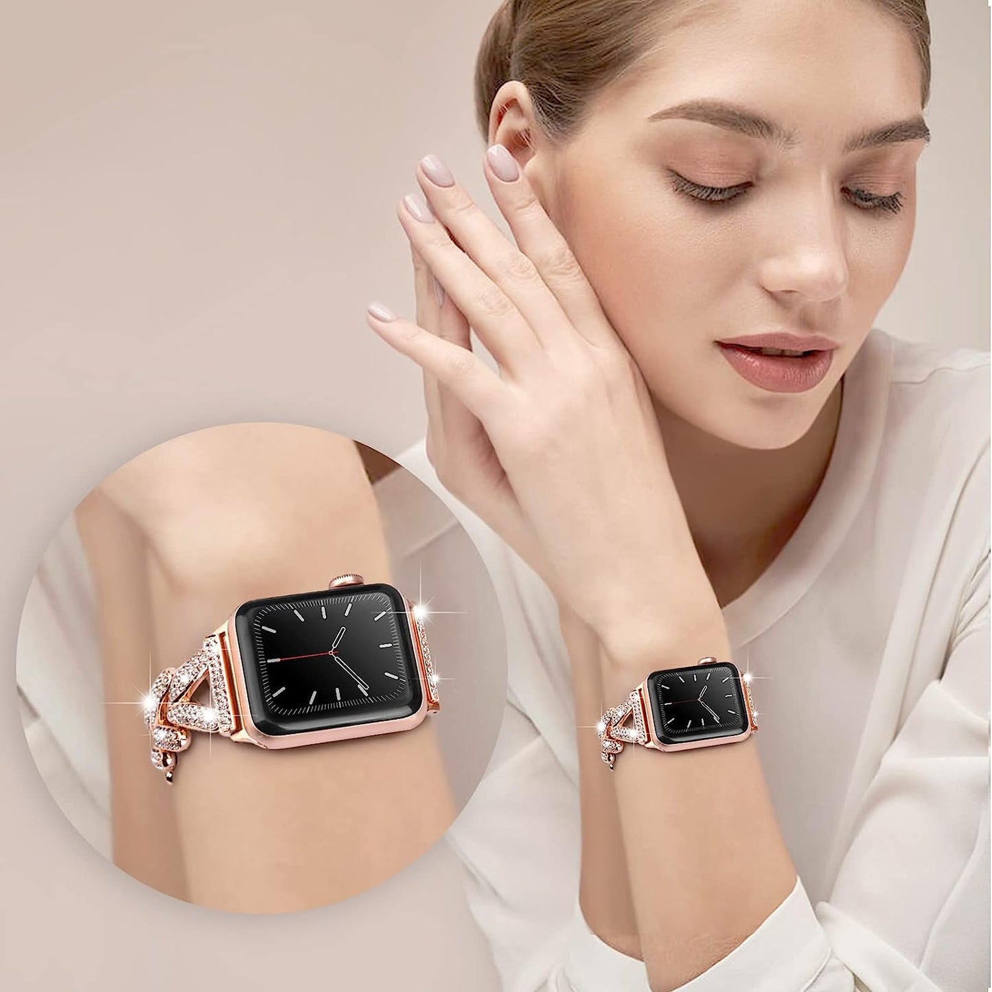 Add Bling to Your Watch with Our Metal Diamond Band - Compatible with Apple Watch Series 8/7/6/5/4/3/2/1/Se/Ultra- Shiny and Stylish for Women in Sizes 38Mm 40Mm 41Mm 42Mm 44Mm 45Mm 49Mm  Dnoivr   
