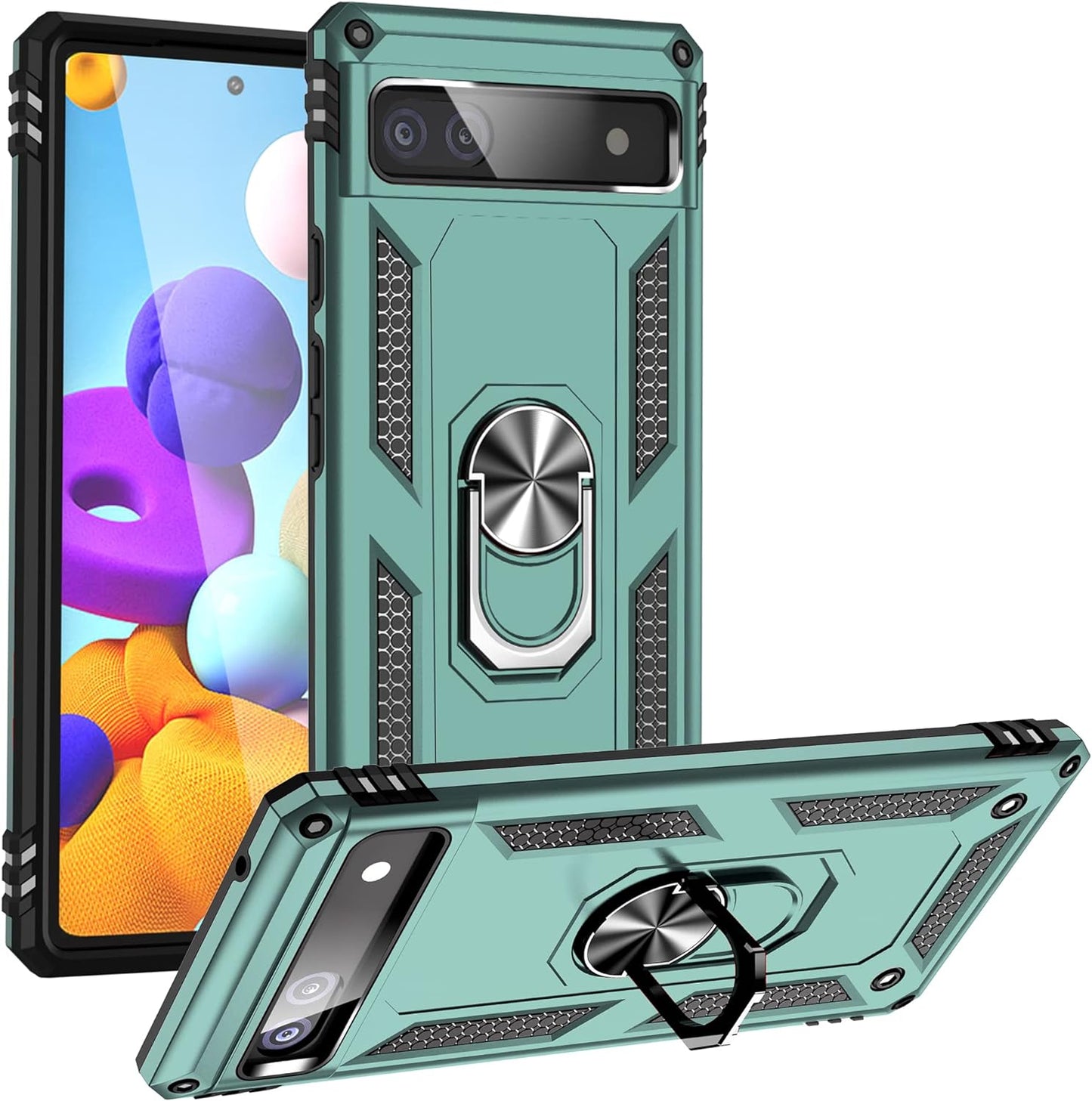 Korecase Designed for Google Pixel 6 Pro Case Heavy Duty Rugged Full Body Shockproof Scratch Proof Screen Protection Built-In 360 Ring Kickstand Military Hard Cover for Men Women Green  Korecase Green Google Pixel 6A 