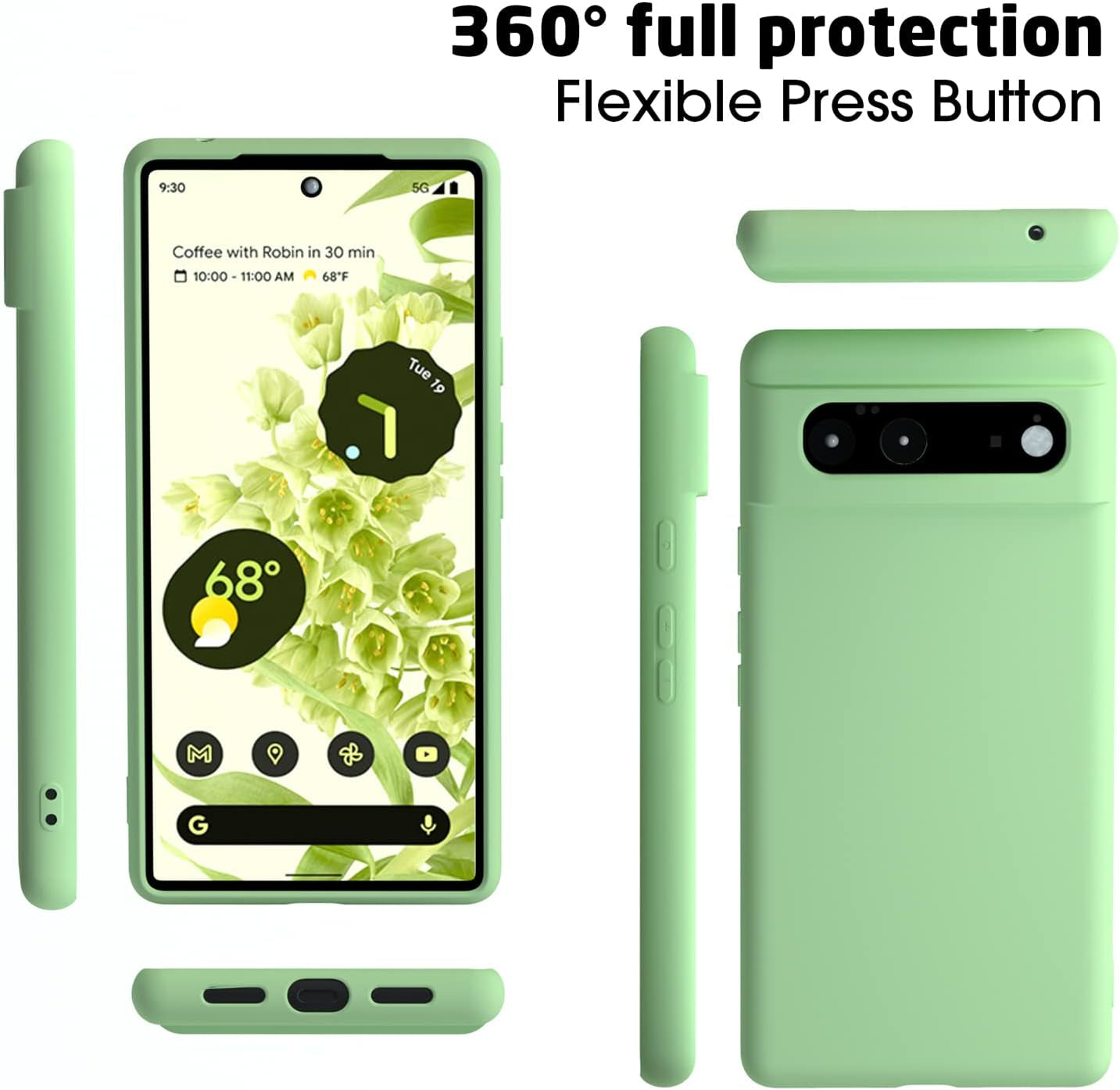 Abitku Compatible with Google Pixel 6 Case, Slim Silicone Gel Rubber Case Cover (With Microfiber Lining) Full Body Shockproof Design for Google Pixel 6-6.4 Inch 2021 (Matcha Green)  ABITKU   