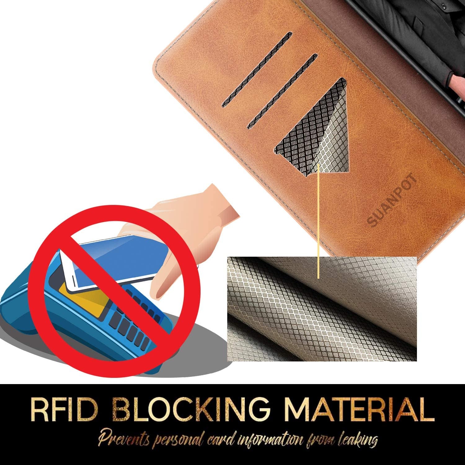 SUANPOT for Samsung Galaxy S21 Ultra 6.8" with RFID Blocking Leather Wallet Case Credit Card Holder,Flip Folio Book Phone Case Shockproof Cover Women Men for Samsung S21 Ultra Case Wallet Light Brown  SUANPOT   