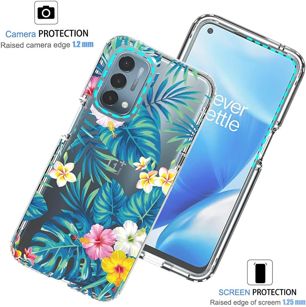 Vokuha Case for Oneplus Nord N200 5G, Oneplus N200 5G Case for Girls, Cute Floral Crystal Clear TPU Bumper Shockproof Protective Armor Cover for Oneplus Nord N200 5G (Flowers & Leaves)  Vokuha   