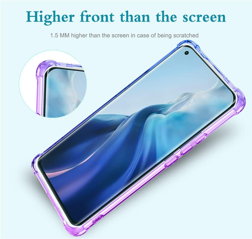 Vokuha for Xiaomi 11 5G Case, M2011K2C Case, Cute Clear Gradient Slim Shockproof Soft Flexible TPU Back Phone Protective Cover for Xiaomi Mi 11 5G (Purple/Blue)  Vokuha   