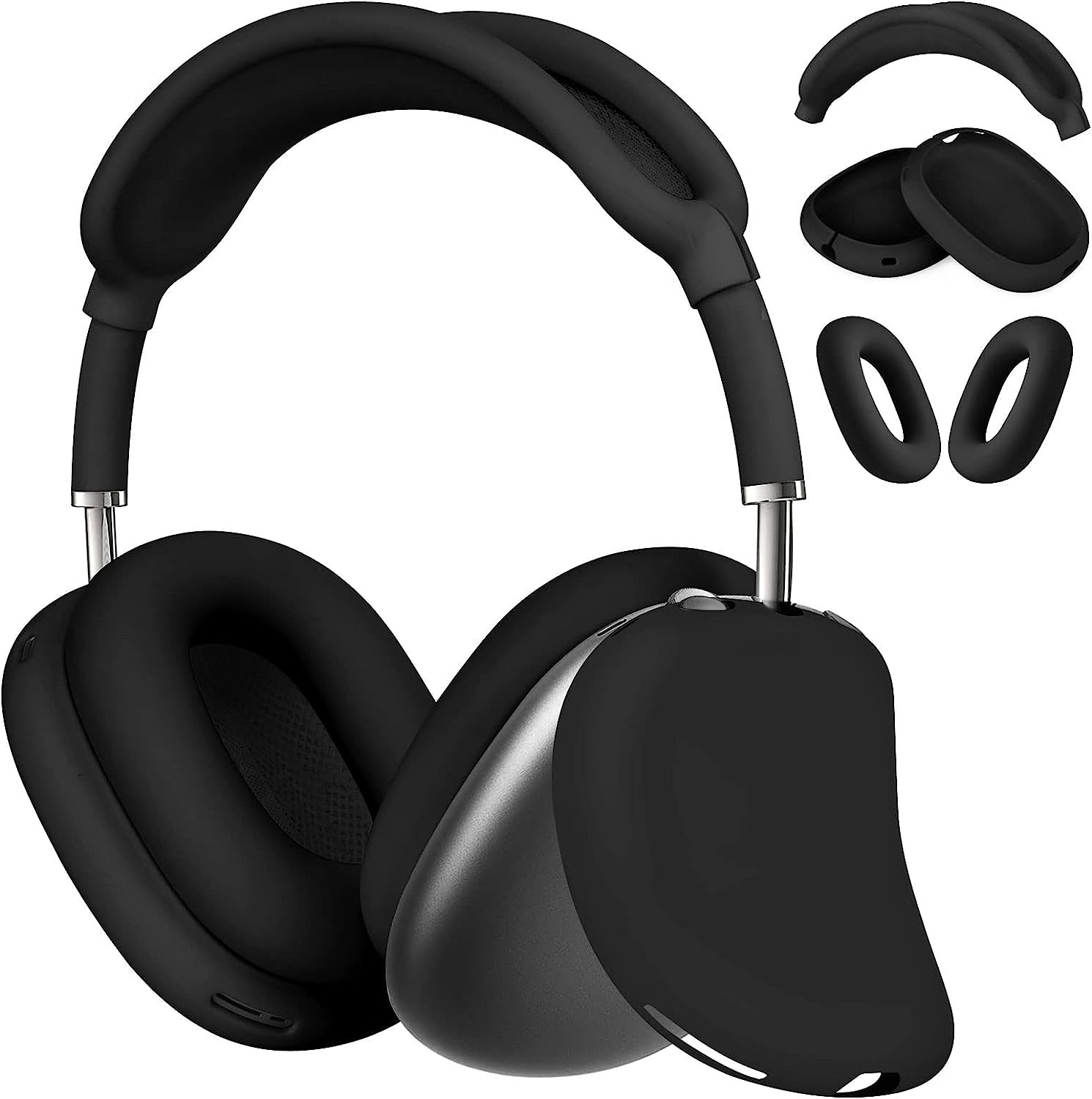 AIRSPO Airpods Max Case Cover, Silicone Case Cover for Airpods Max Headphones, Anti-Scratch Ear Pad Cover/Headband Cover for Apple Airpods Max, Airpod Max Accessories (Pink)…  AIRSPO Black  