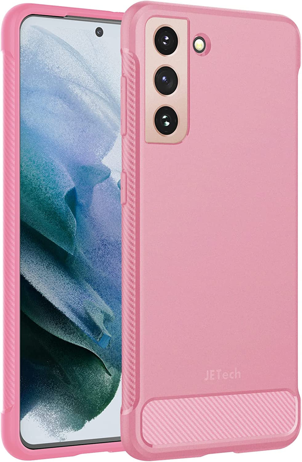 Jetech Slim Fit Case Compatible with Samsung Galaxy S21 5G 6.2-Inch, Thin Phone Cover with Shock-Absorption and Carbon Fiber Design (Black)  JETech Pink  