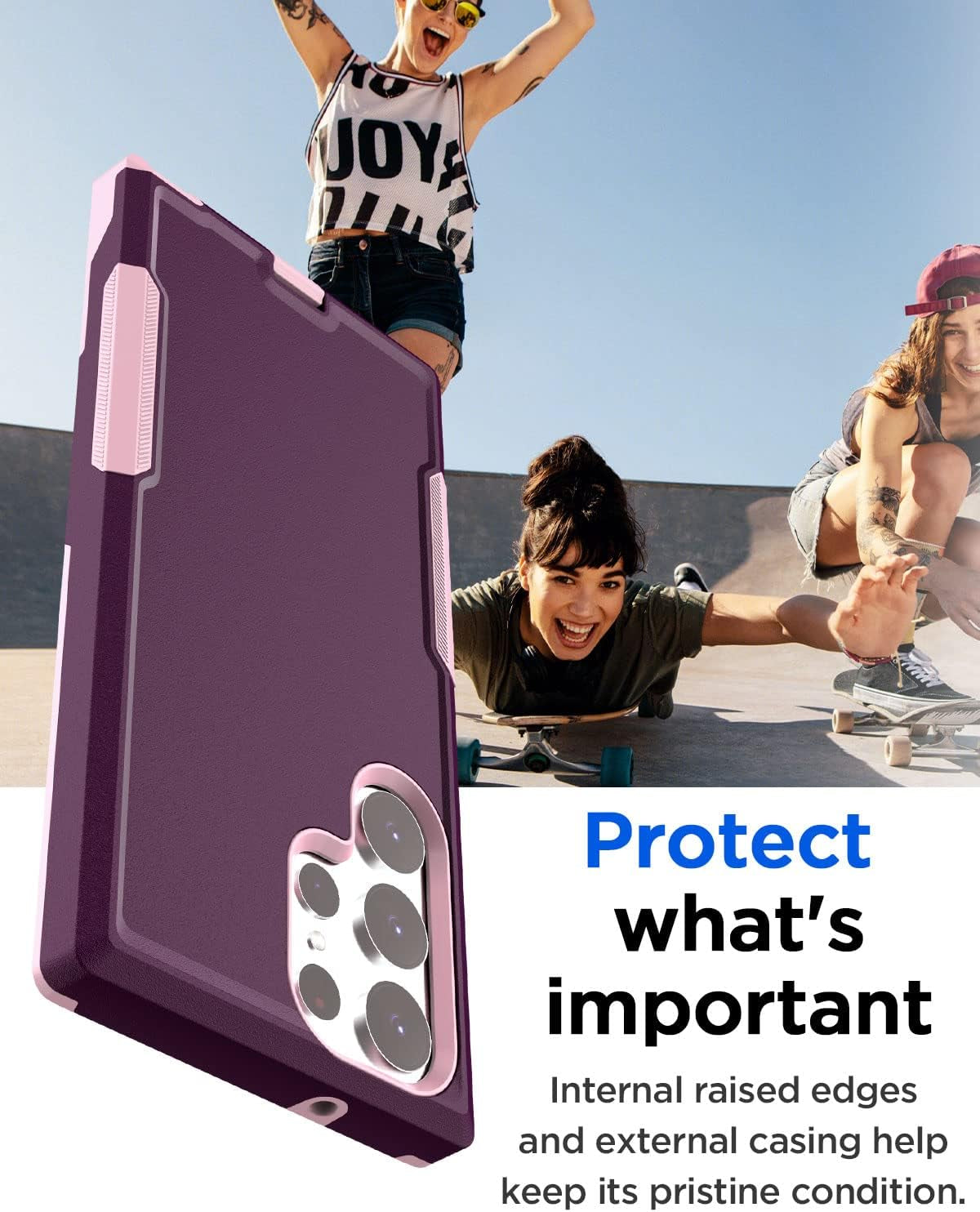 Aicase for Samsung Galaxy S23 Ultra Case,Heavy Duty Drop Protection Full Body Rugged Shockproof Military Protective Tough Durable Cover for Samsung Galaxy S23 Ultra 6.8"_Burgundy/Pink  AICase   