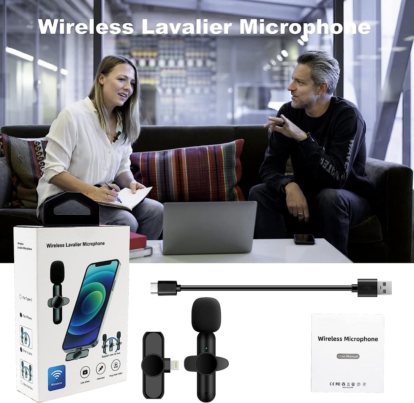 Jinlongshan,Mobile Phone Wireless Portable Microphone,Mini Lapel Mics Plug-Play 2.4G Ultra-Low Delay Noise Reduction Chip for Video Recording Interview Podcast Vlog Youtube Tiktok  jinlongshan   