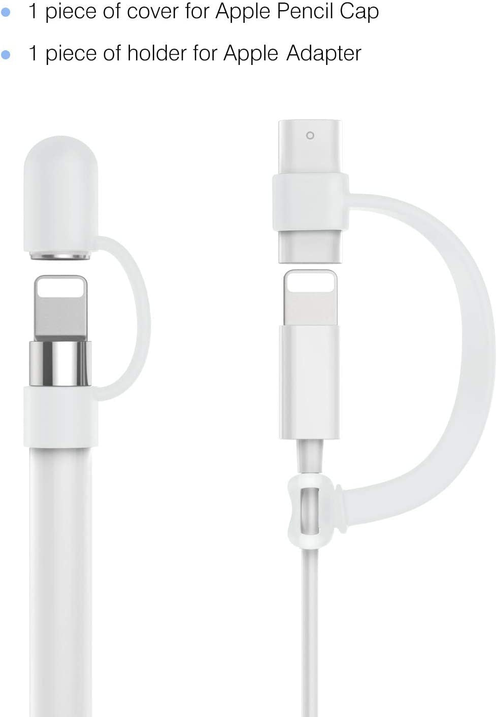 Moko Pencil Cap Holder Fit Apple Pencil 1St Generation, USB Cable Tether and Pencil Cap, Fit New Ipad 10Th Generation 2022, Ipad 9Th/8Th/7Th/6Th Gen, Ipad Mini 5,White  MoKo   