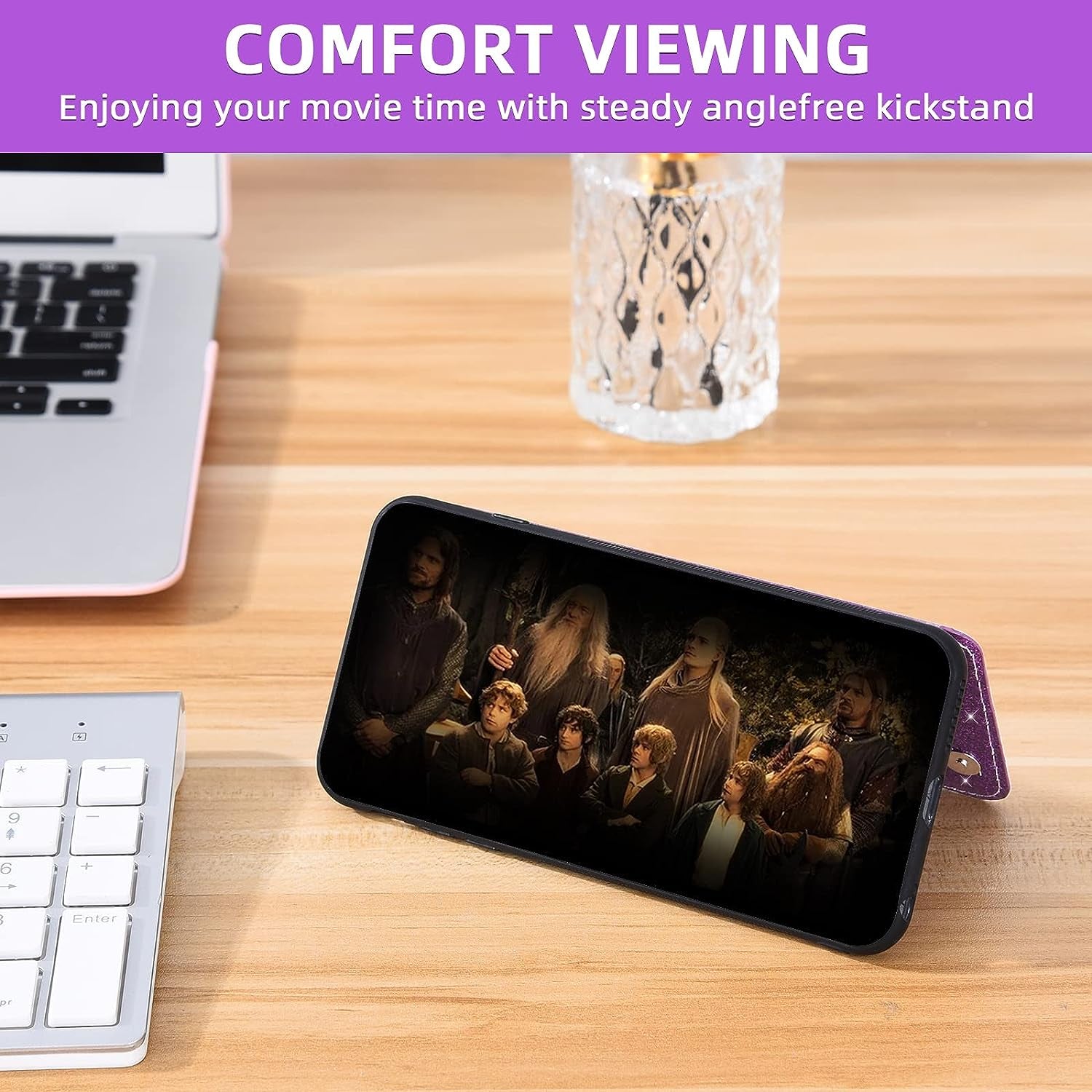 Asuwish Phone Case for Oneplus 8T Oneplus8T plus 9R 5G Wallet Cover with Screen Protector and Card Holder Bling Glitter Cell One Plus8T5G on + 1 plus 8Tplus 1Plus 8T+ One+ T8 1+ 1+8T Pro G5 Purple  Asuwish   