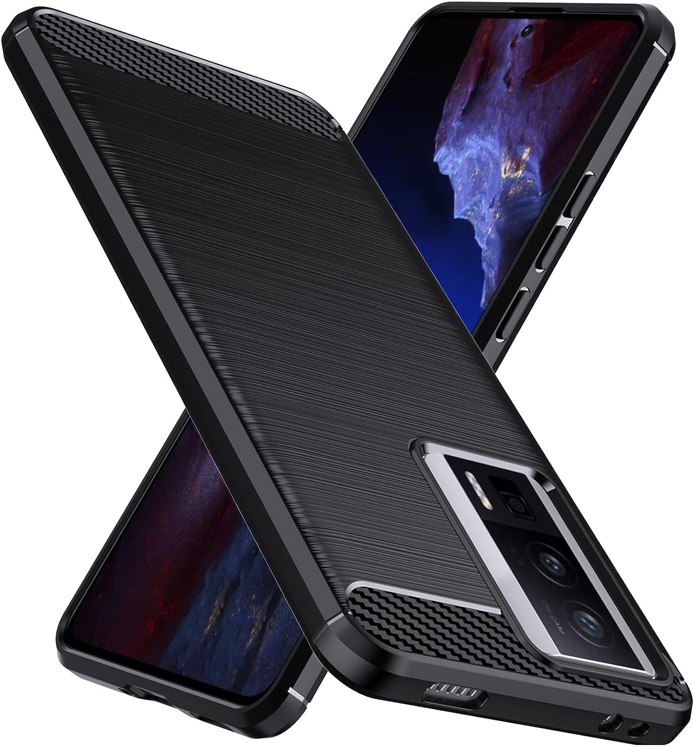 Natbok Compatible with Xiaomi Poco F5 Pro Case, Flexible TPU [Brushed Texture] [Anti-Slip] Shockproof Military Protection Bumper Phone Case,Slim Case Cover Compatible with Poco F5 Pro,Black  Natbok   