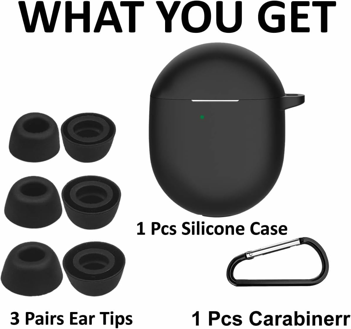 A-Focus Pixel Buds Pro Case Ear Tips Kit, Silicone Soft Protective Cover 3 Pairs Replacement Eartips with Keychain Accessories Set Compatible with Google Pixel Buds Pro Black  A-Focus   
