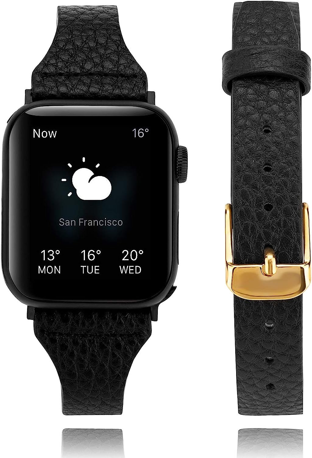 Tinoband Slim Genuine Leather Bands Compatible with Apple Watch Band 38Mm/40Mm/41Mm, 42Mm/44Mm/45Mm for Women Men, Leather Watch Band Replacement Strap for Iwatch Series 7/SE/6/5/4/3/2/1  TinoBand Black Cracked Pattern 42mm/44mm/45mm 