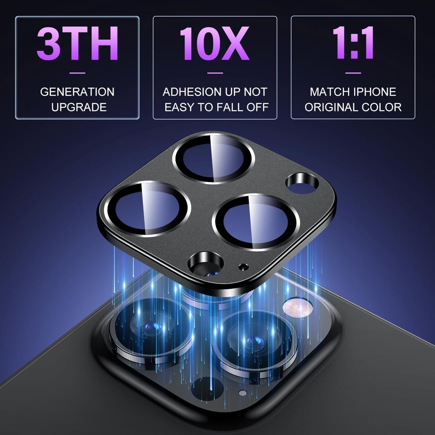 Uyiton for Iphone 13 Pro/Iphone 13 Pro Max Camera Lens Protector, [Strong Adsorption] [Drop Protection] Metal Ring Tempered Glass Rear Camera Screen Cover - Graphite  Uyiton   