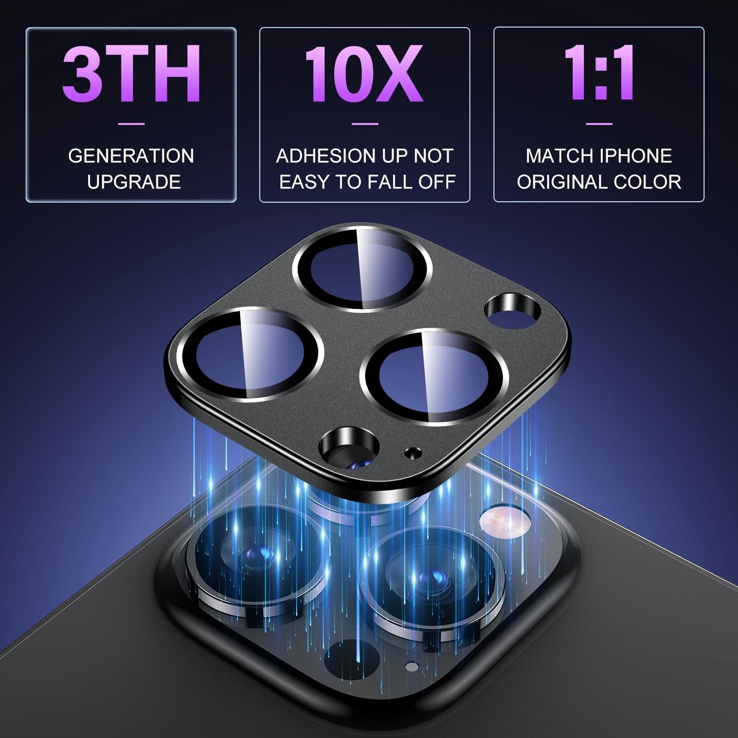 Uyiton for Iphone 13 Pro/Iphone 13 Pro Max Camera Lens Protector, [Strong Adsorption] [Drop Protection] Metal Ring Tempered Glass Rear Camera Screen Cover - Graphite  Uyiton   