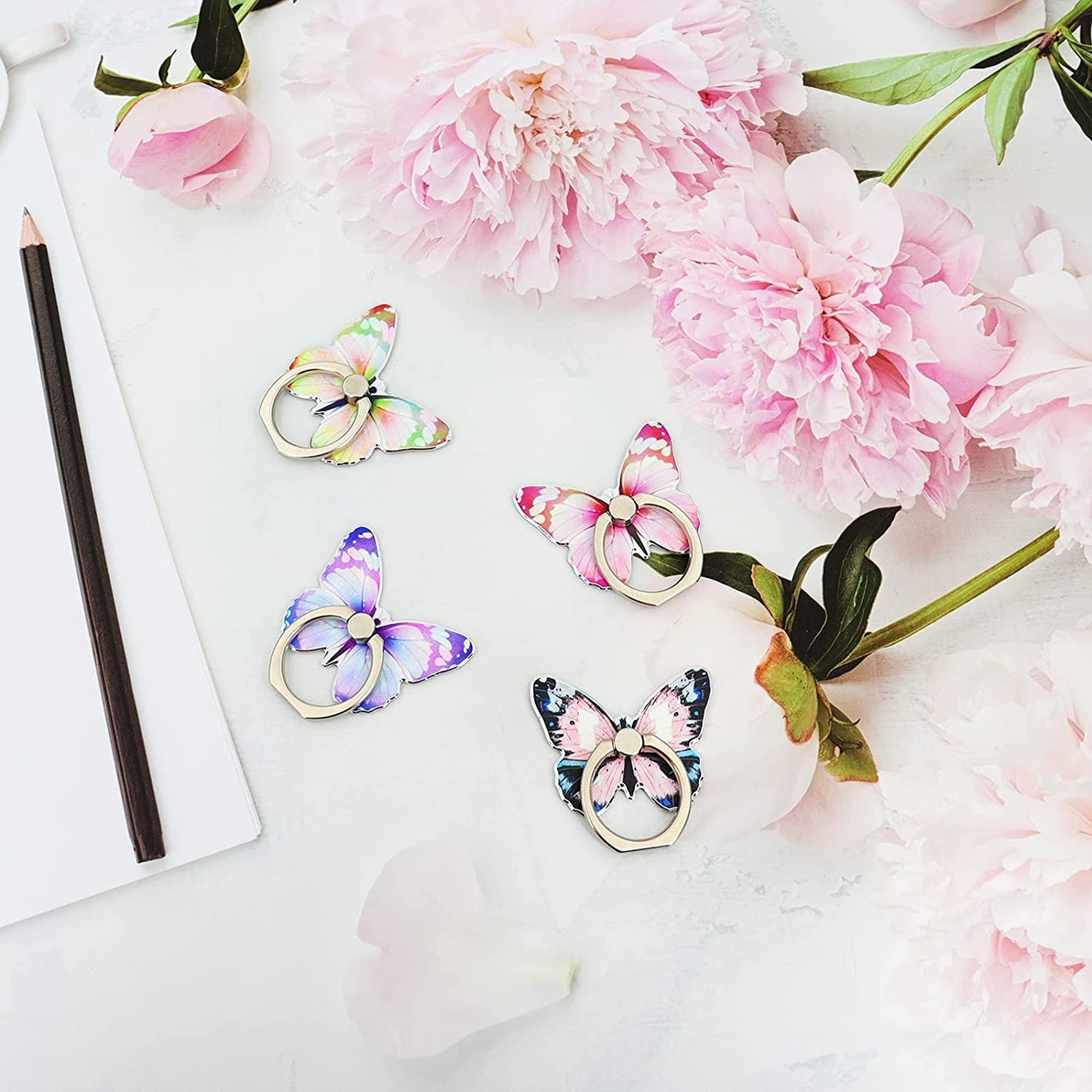 Butterfly Cell Phone Ring Holder Finger Ring Grip Stand 360° Rotation 180° Flip Universal Kickstand Compatible with All Smartphones  LaMignonne   