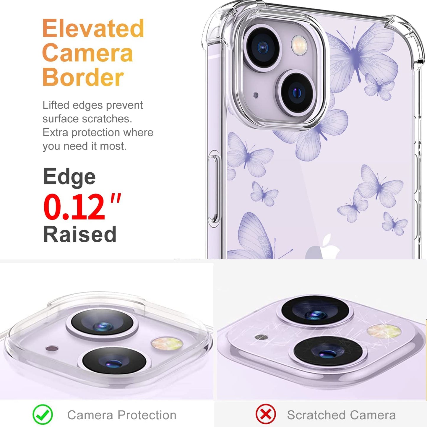 YOYORI Compatible with Iphone 14 Case Clear[With Screen Protector], Transparent Shockproof Protective Soft TPU Bumper Cover 6.1 Inch 2022 (Butterfly)  YOYORI   