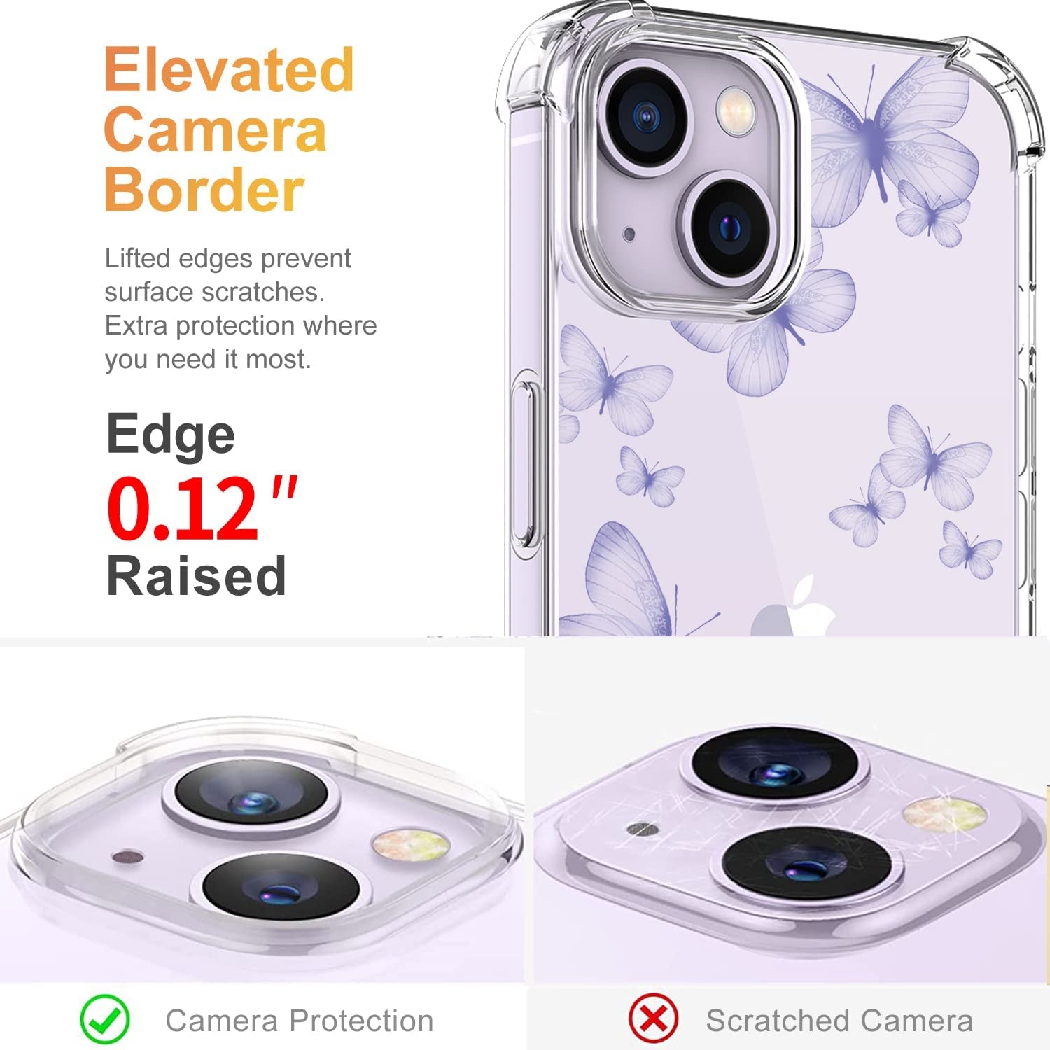 YOYORI Compatible with Iphone 14 Case Clear[With Screen Protector], Transparent Shockproof Protective Soft TPU Bumper Cover 6.1 Inch 2022 (Butterfly)  YOYORI   