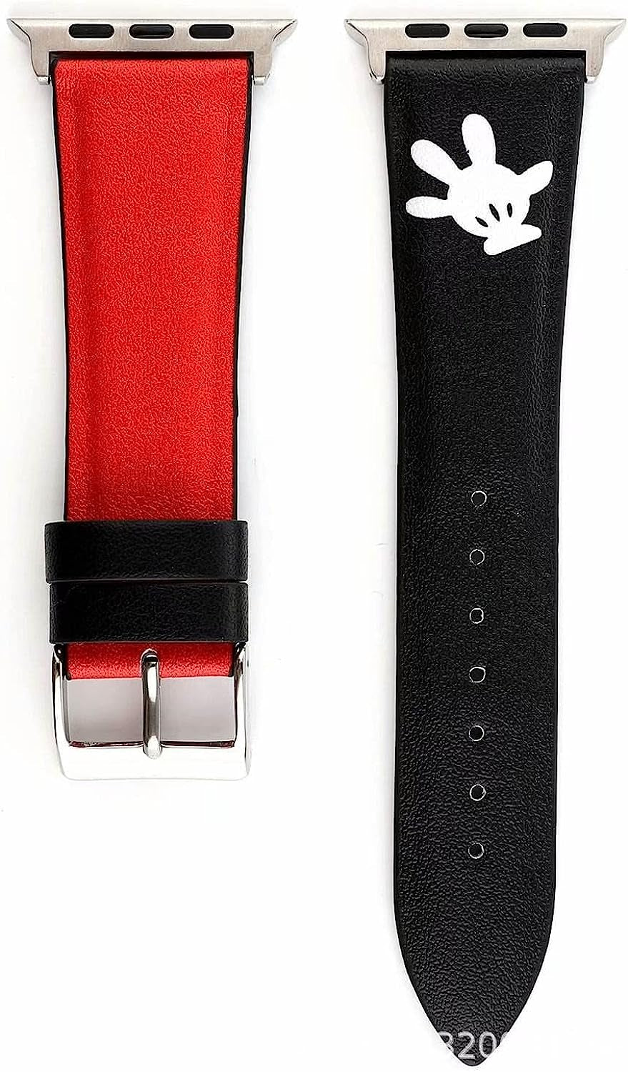 MIADEAL Cartoon Mouse Bands for Apple Watch, Genuine Leather, Fits Series Ultra 8 7 SE 6 5 4 3 Sizes 38Mm/40Mm/41Mm/42Mm/44Mm/45Mm/49Mm  MIADEAL Red Black 42mm, 44mm or 45mm 