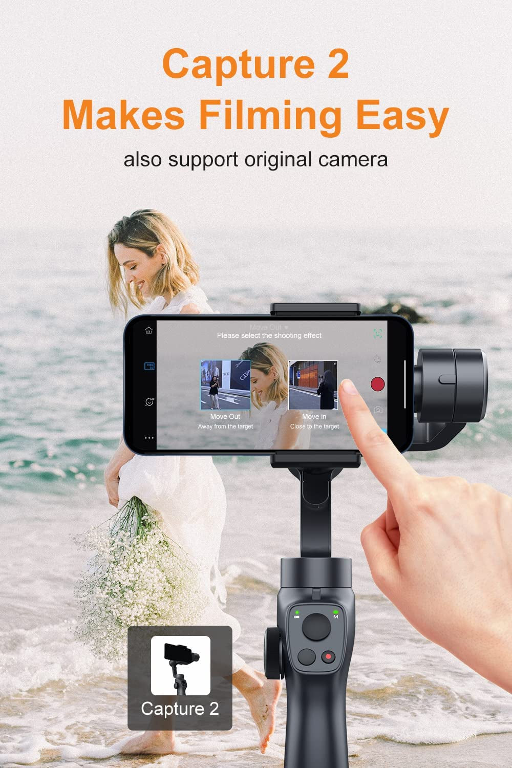 3-Axis Gimbal Stabilizer for Iphone 14 13 12 Pro Max XS X XR Samsung S21 S20 Android Smartphone, Handheld Gimble with Focus Wheel, Phone Stabilizer for Video Recording Vlog - FUNSNAP Capture 2S Combo  FUNSNAP   