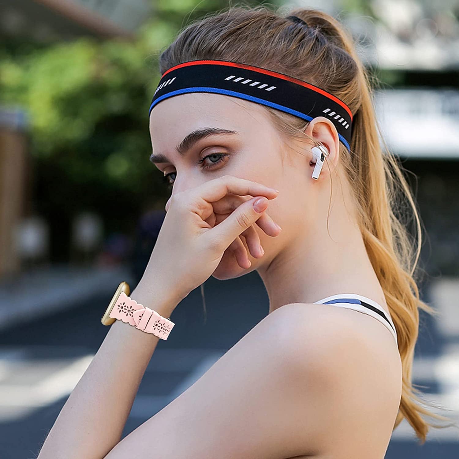 YAXIN 3 Pack Slim Sport Bands Compatible with Fitbit Sense/Fitbit Versa 3 Band/Versa 4 Bands/Fitbit Sense 2 for Women,Soft Silicone Lace Replacement Wristbands for Fitbit Versa Smart Watch  YAXIN   